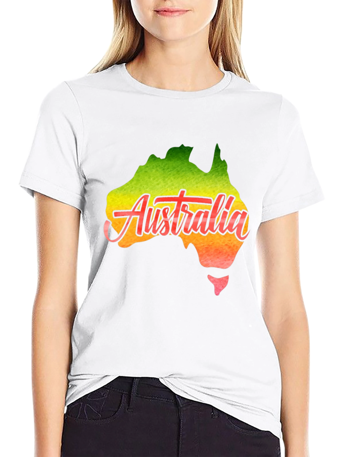 Black Australia Map T-Shirt - Black Cotton Graphic Tee view 9