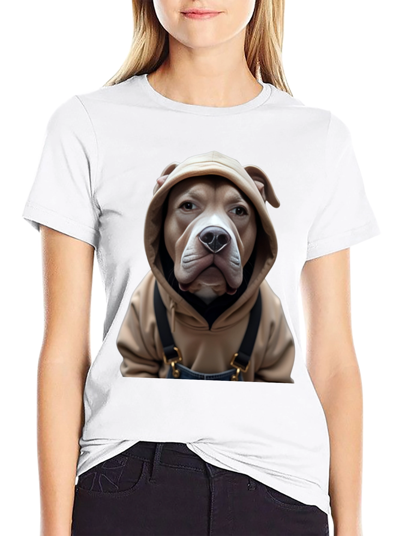 Black Dog in Hoodie T-Shirt - Novelty Graphic Tee view 9