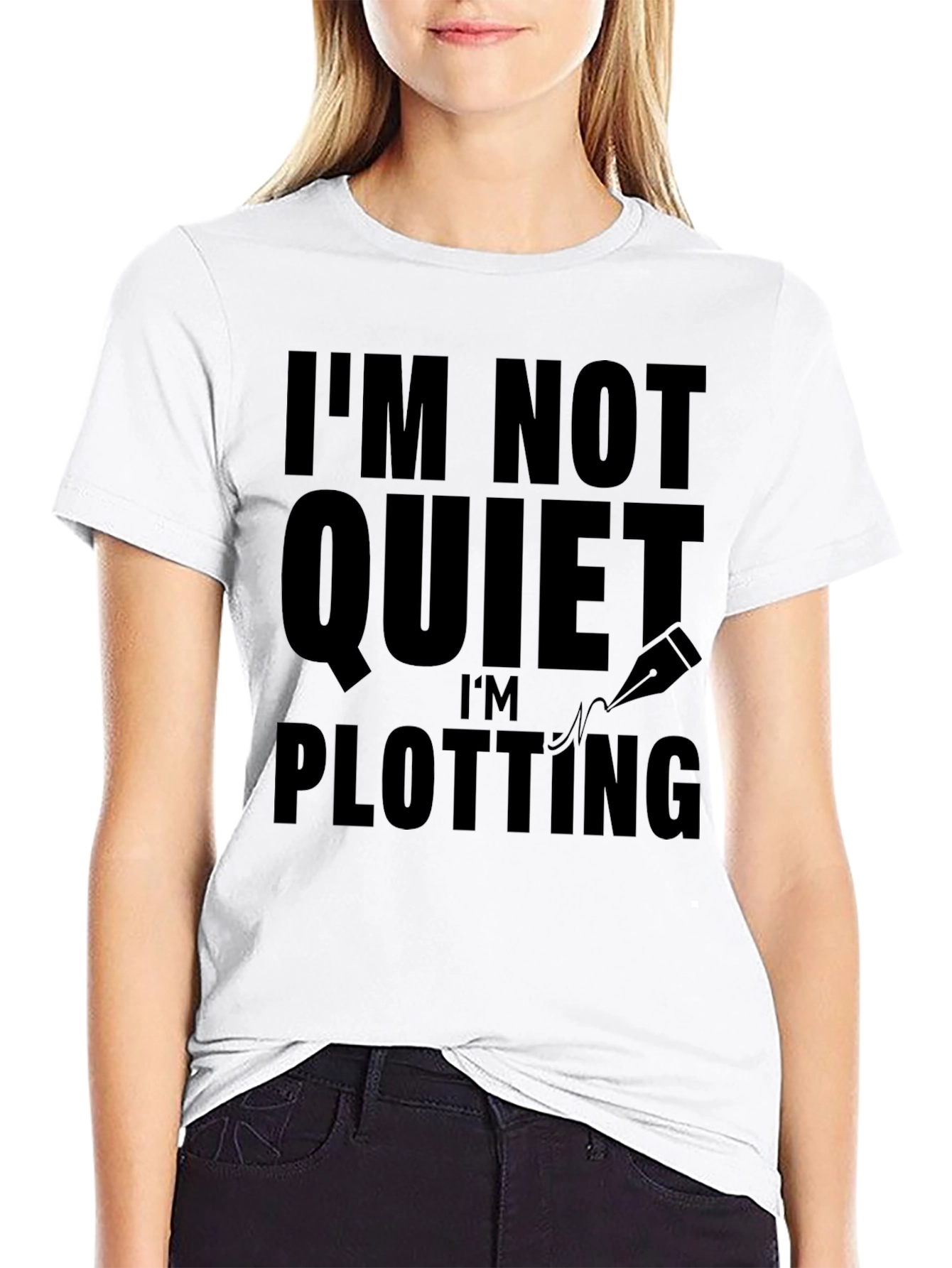 Black I'm Not Quiet I'm Plotting Black T-Shirt view 9