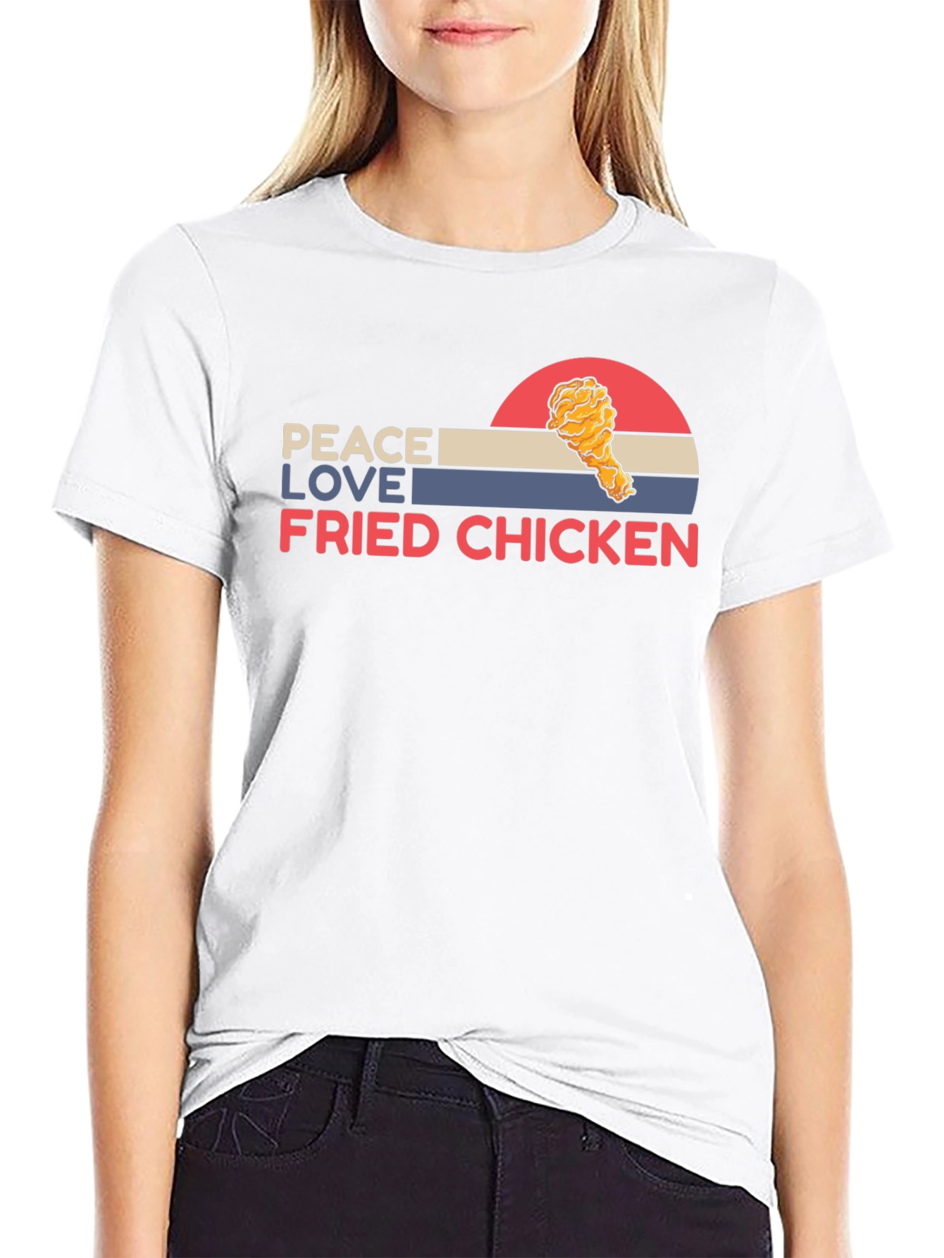 Black Peace Love Fried Chicken Graphic Tee view 9
