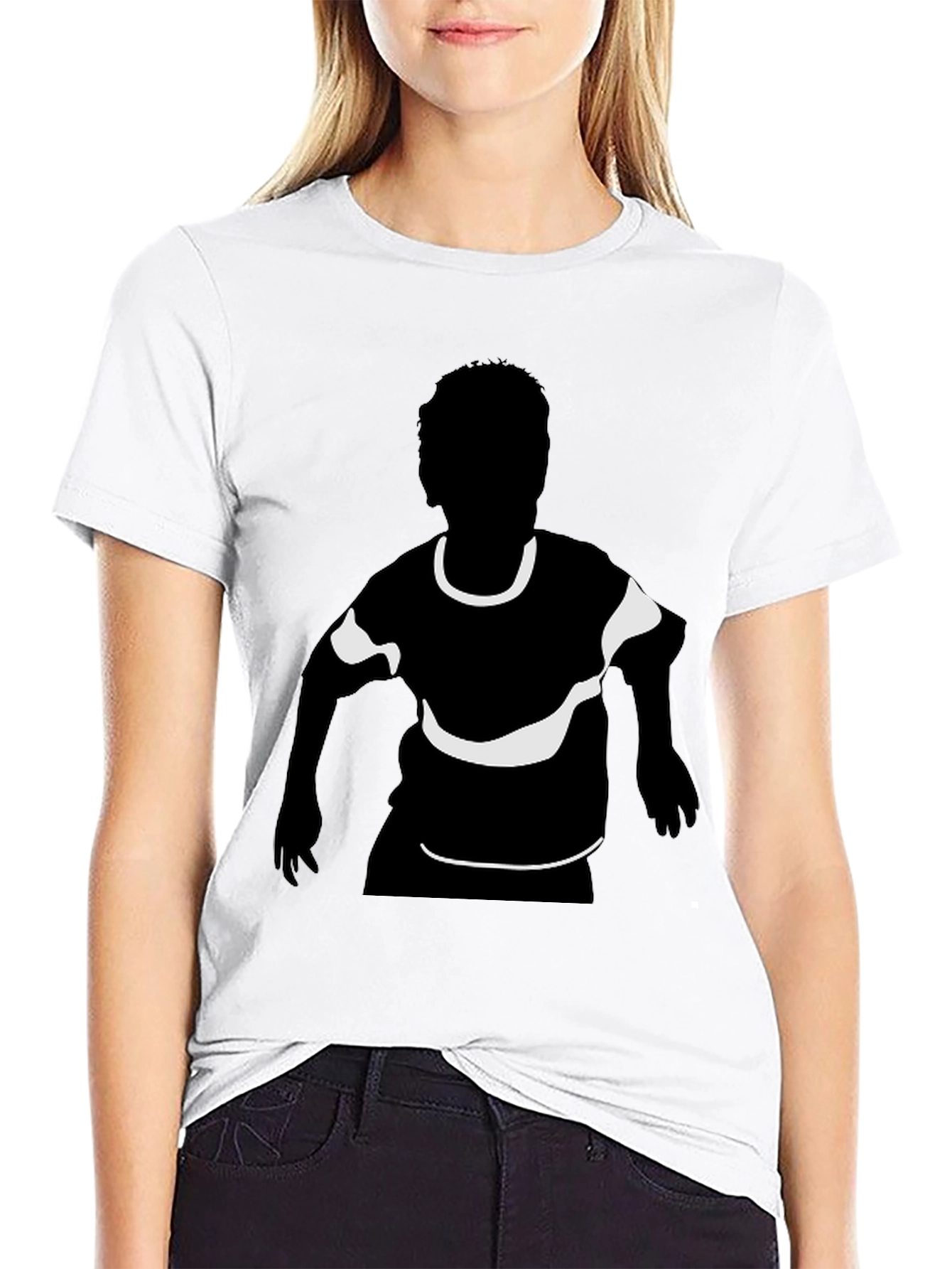 Black Black T-Shirt with Child Silhouette Graphic Print view 9