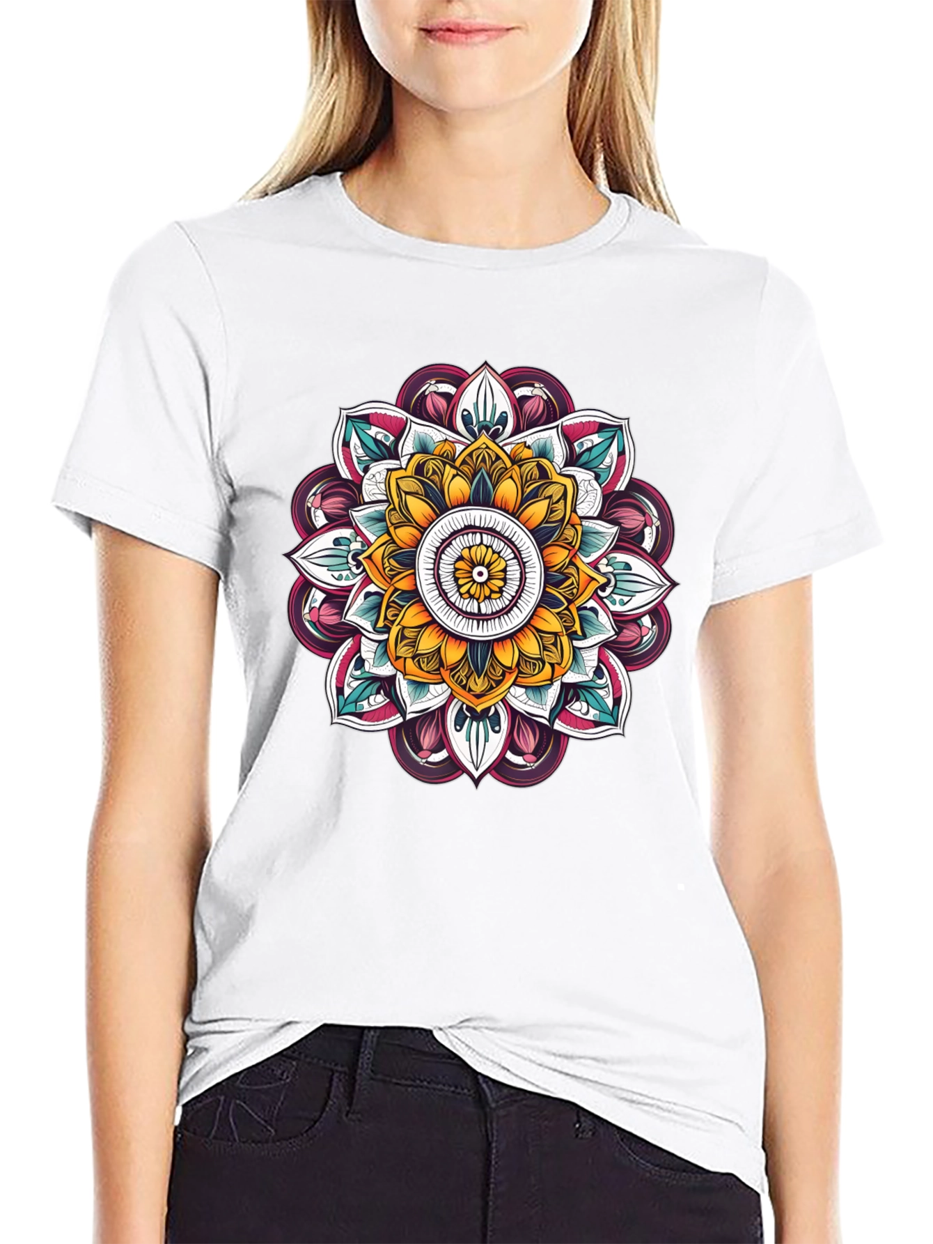 Black Mandala Graphic Black T-Shirt view 9