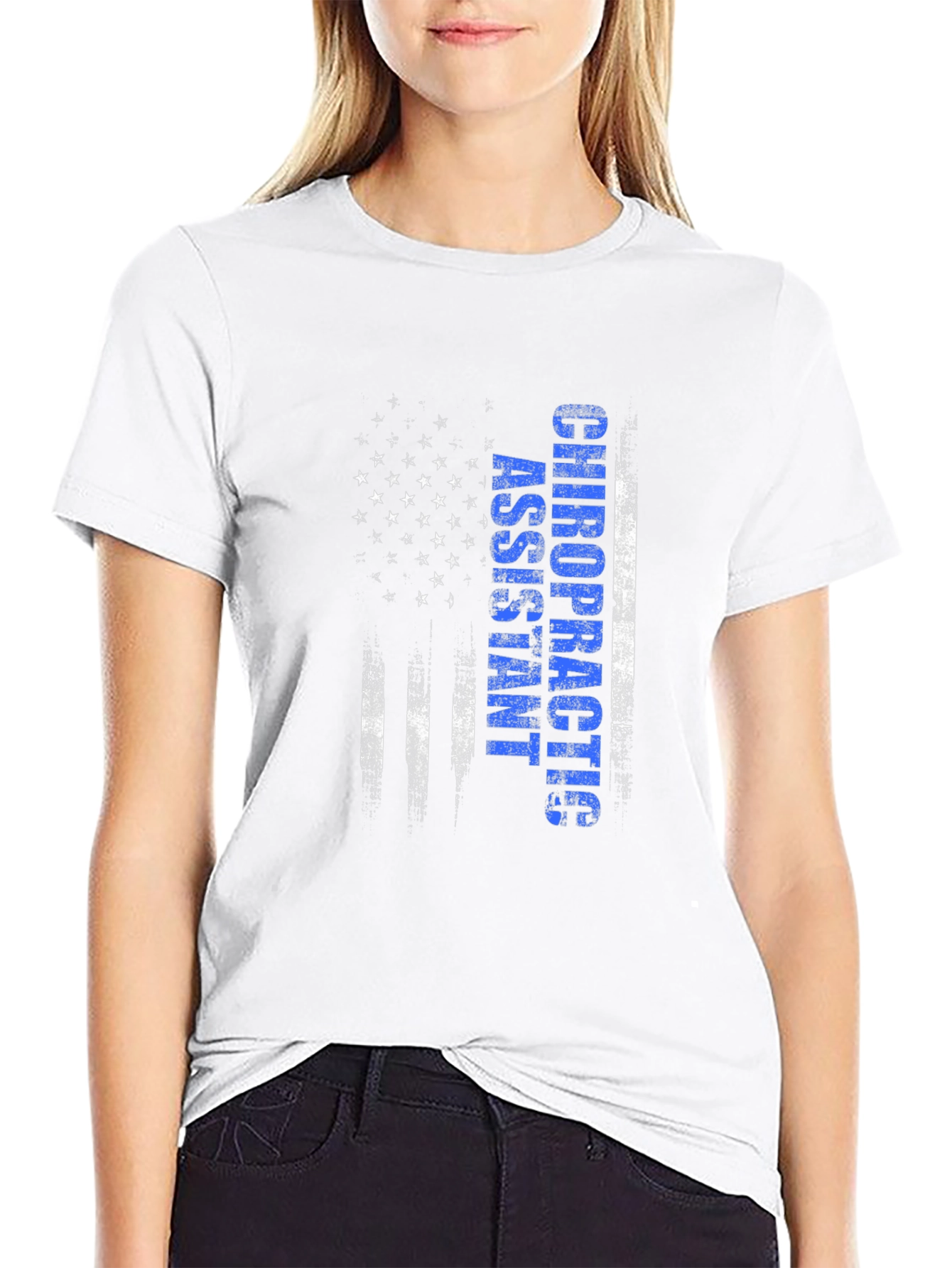 Black Chiropractic Assistant American Flag T-Shirt view 9