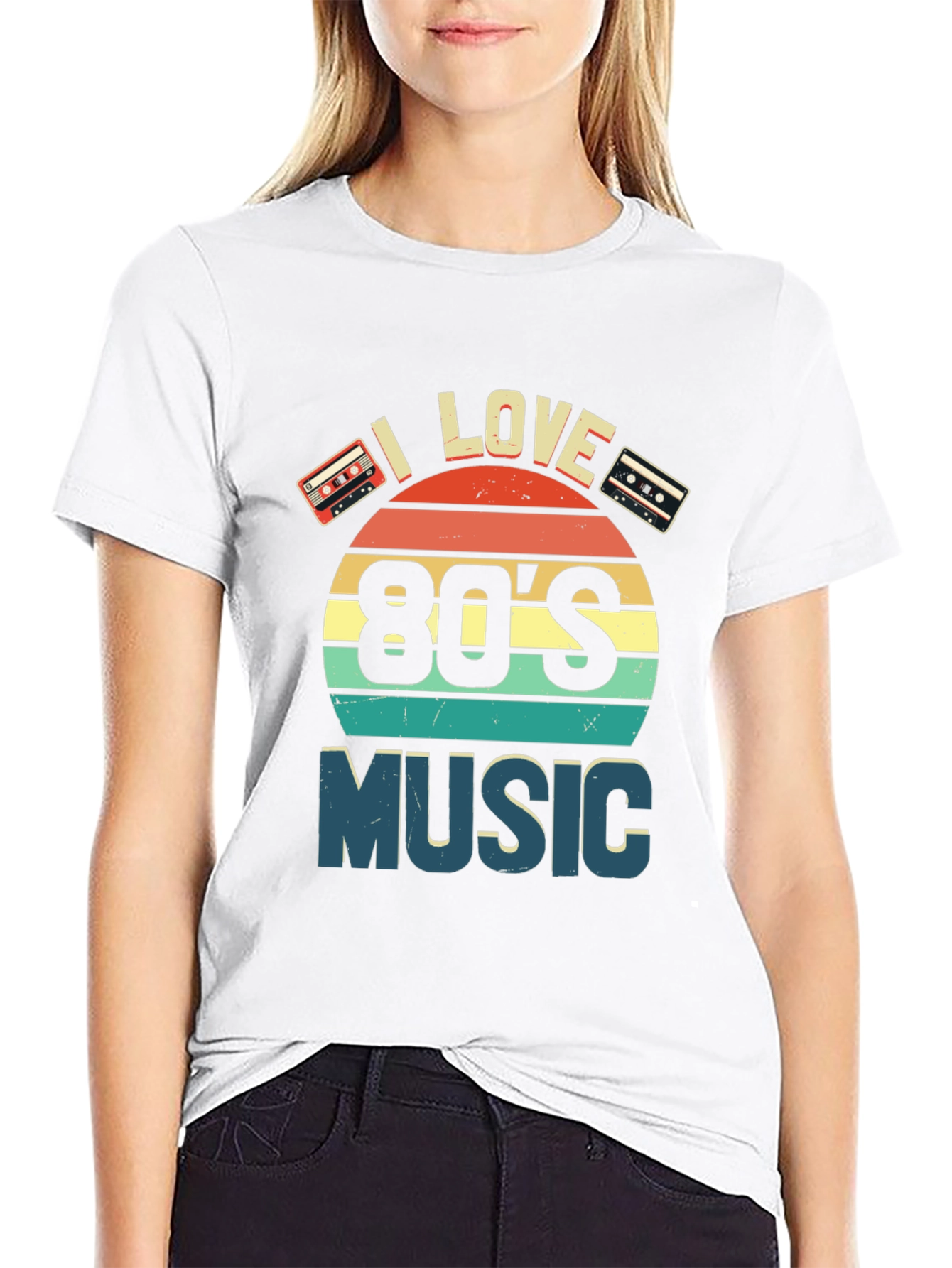Black I Love 80's Music Retro Cassette T-Shirt view 9