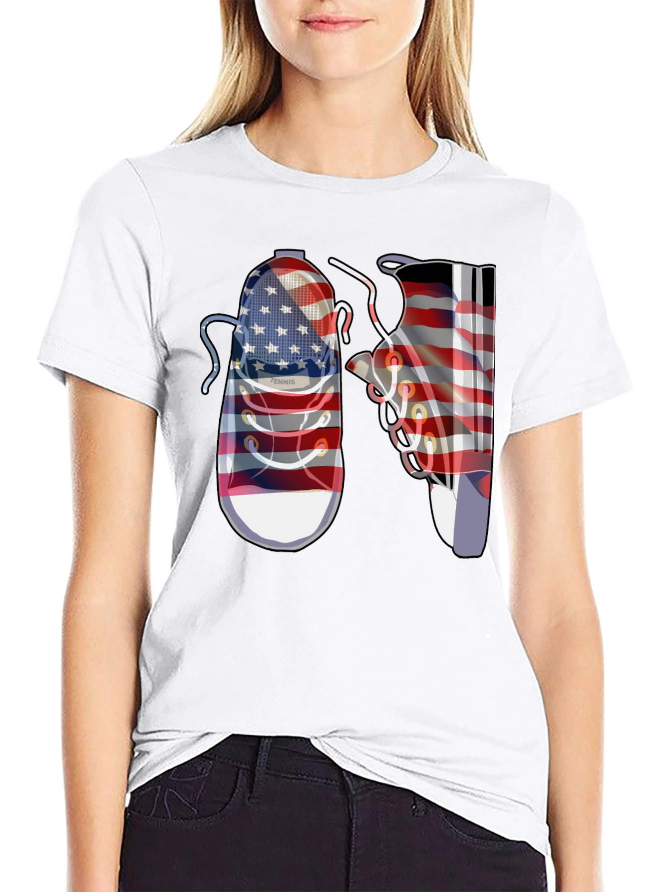 Black American Flag Shoes Graphic Tee view 9