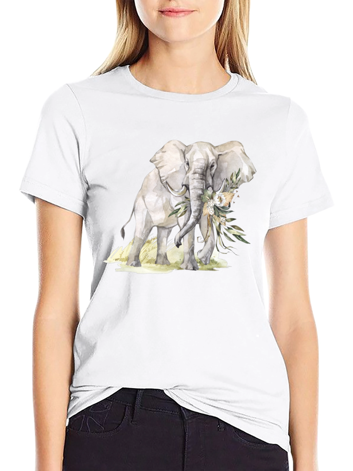 Black Elephant Floral T-Shirt - Stylish Graphic Tee view 9