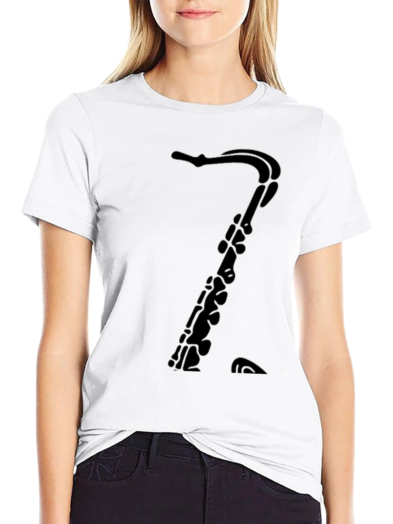 Black Saxophone Silhouette Graphic T-Shirt - Black view 9