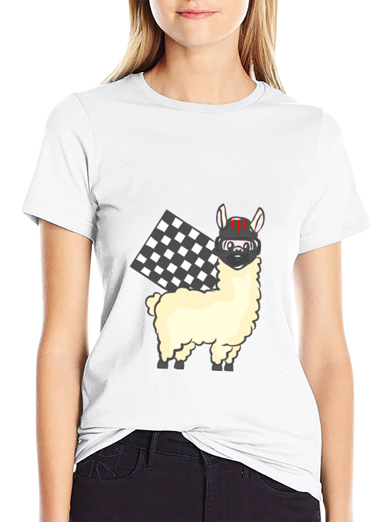 Black Llama Racer Black T-Shirt view 9