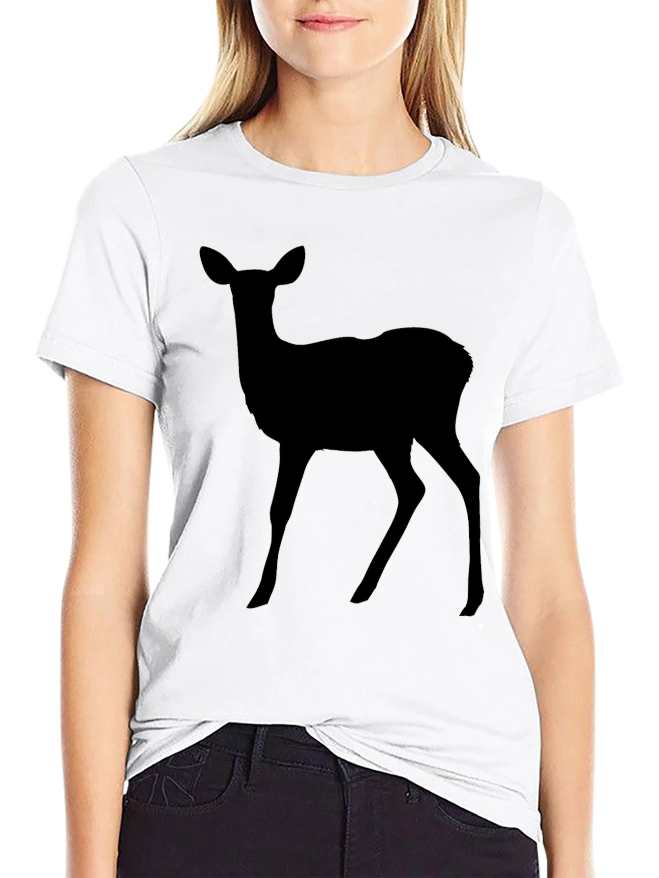 Black Deer Silhouette T-Shirt - Classic Style view 9