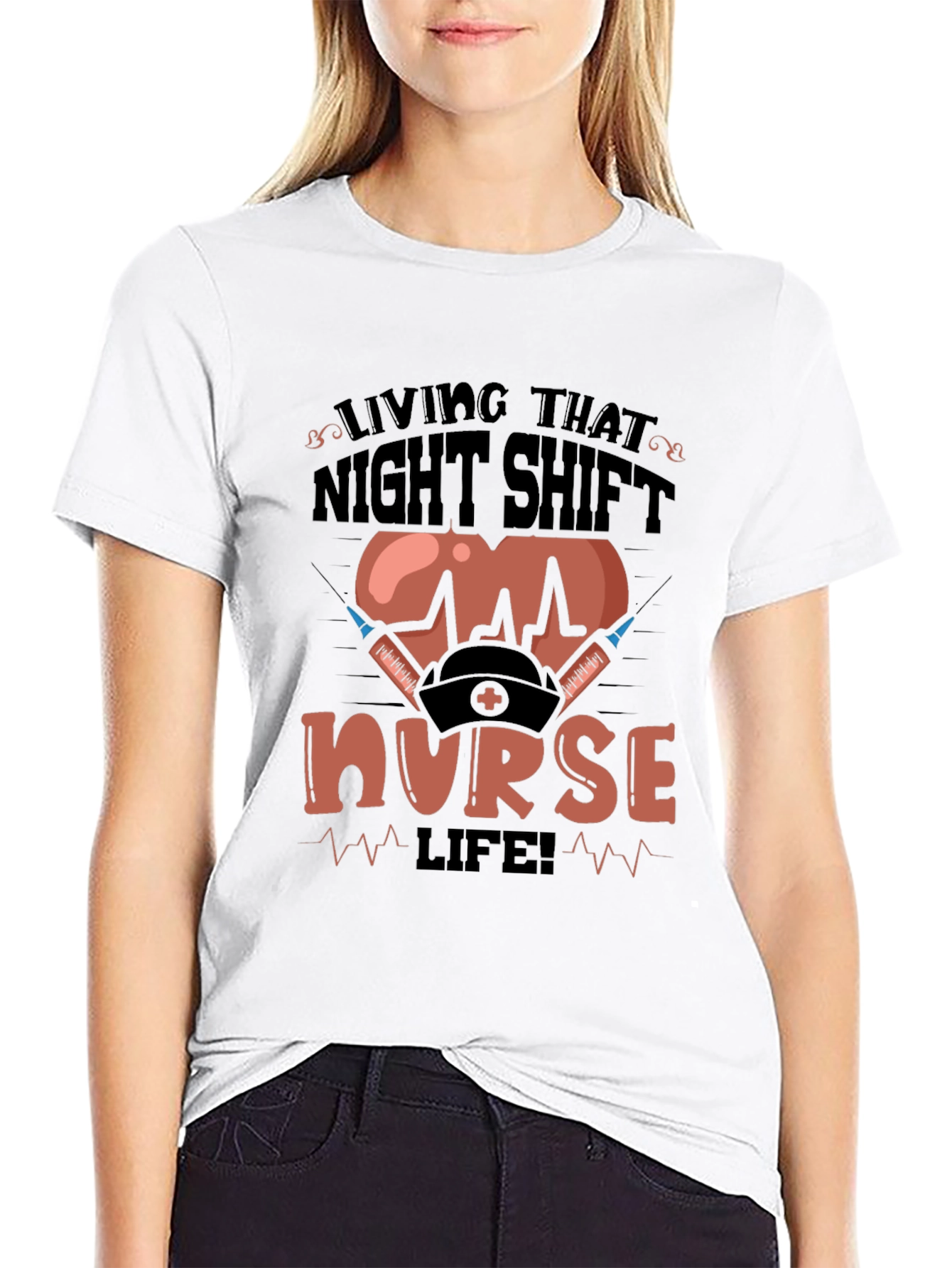 Black Night Shift Nurse T-Shirt view 9
