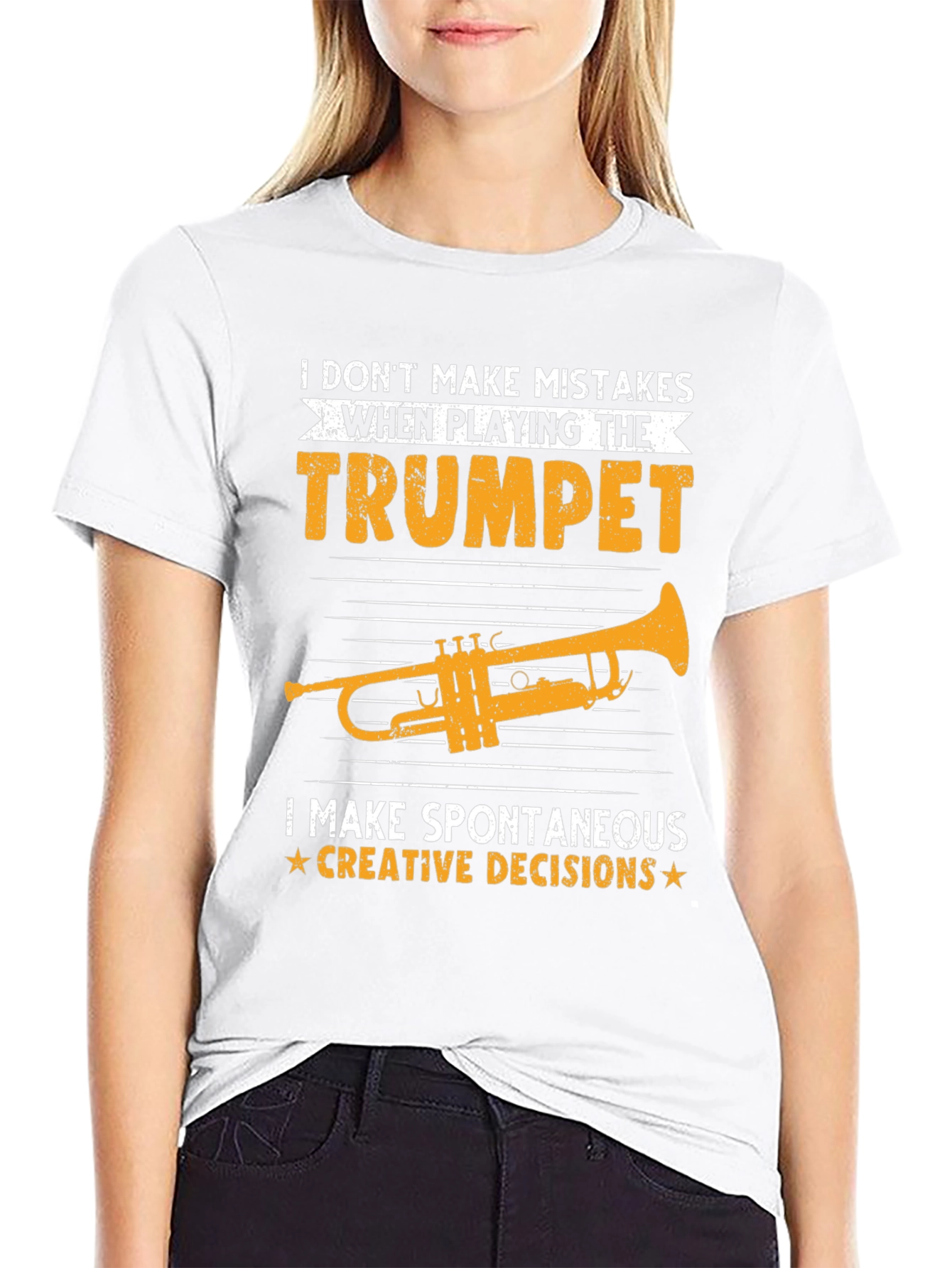 Black Trumpet Player T-Shirt - Spontaneous Creative Decisions view 9