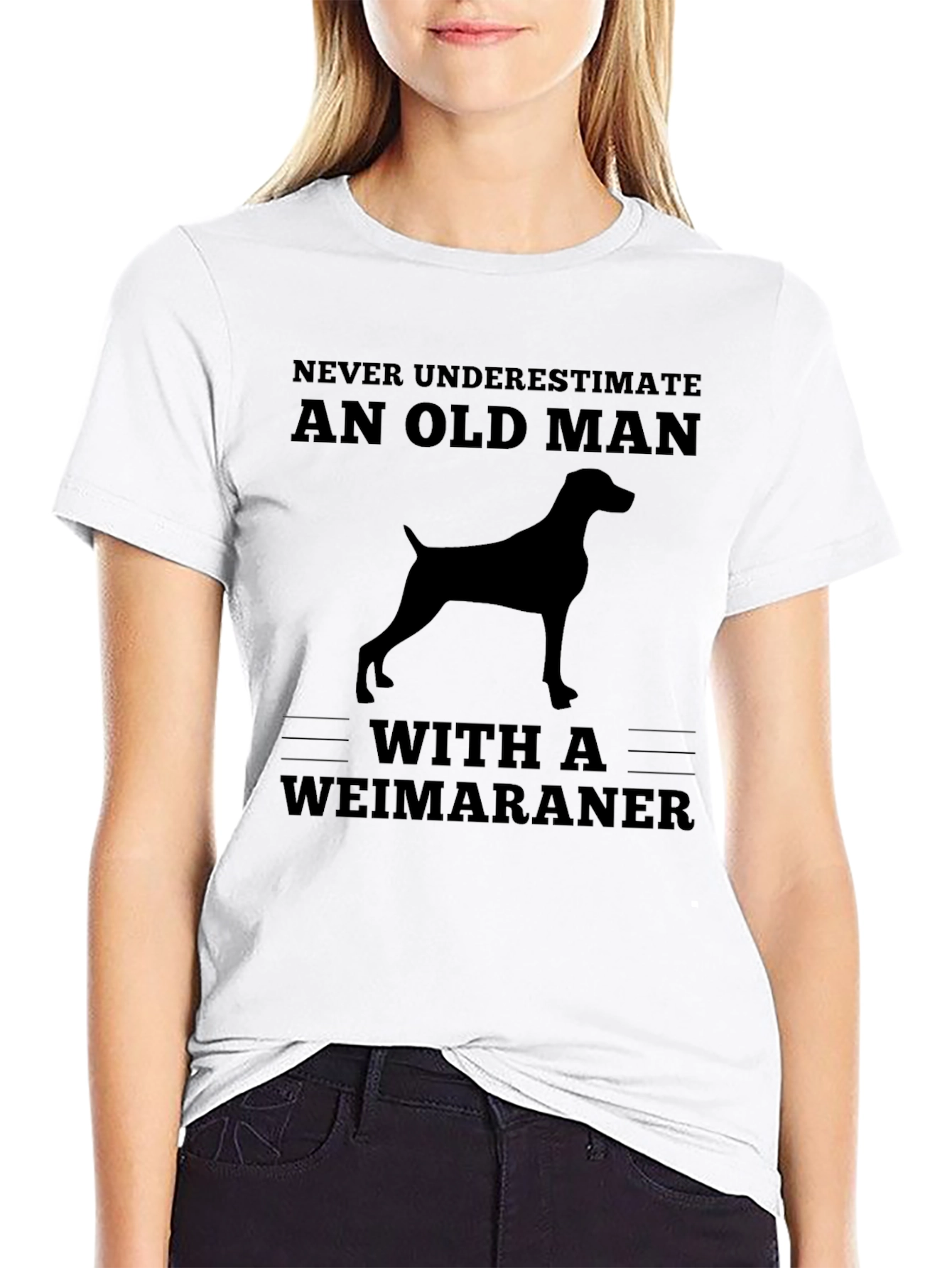 Black Weimaraner Dog Old Man T-Shirt view 9