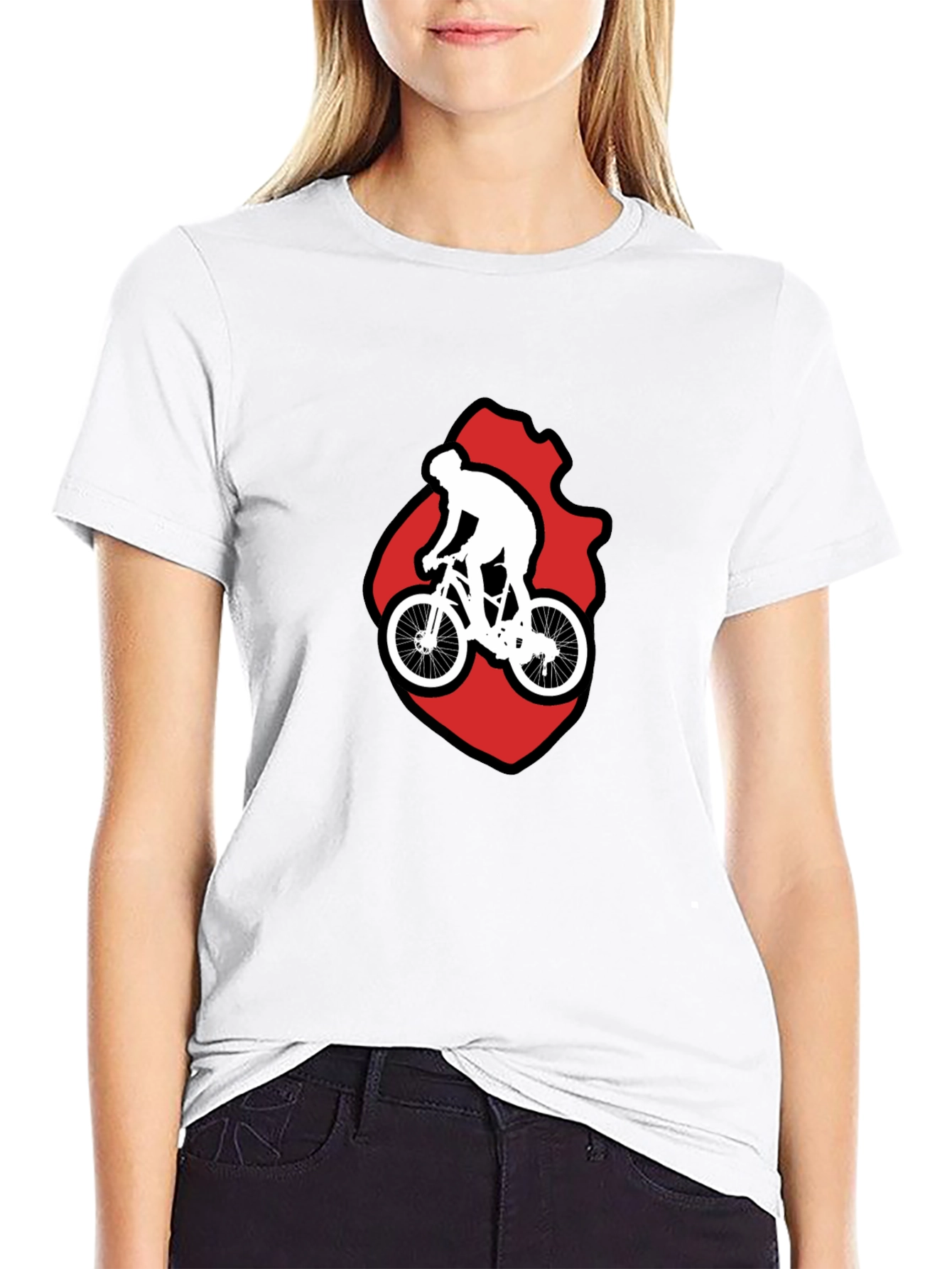 Black Cycling Graphic T-Shirt - Mountain Bike Rider Design view 9
