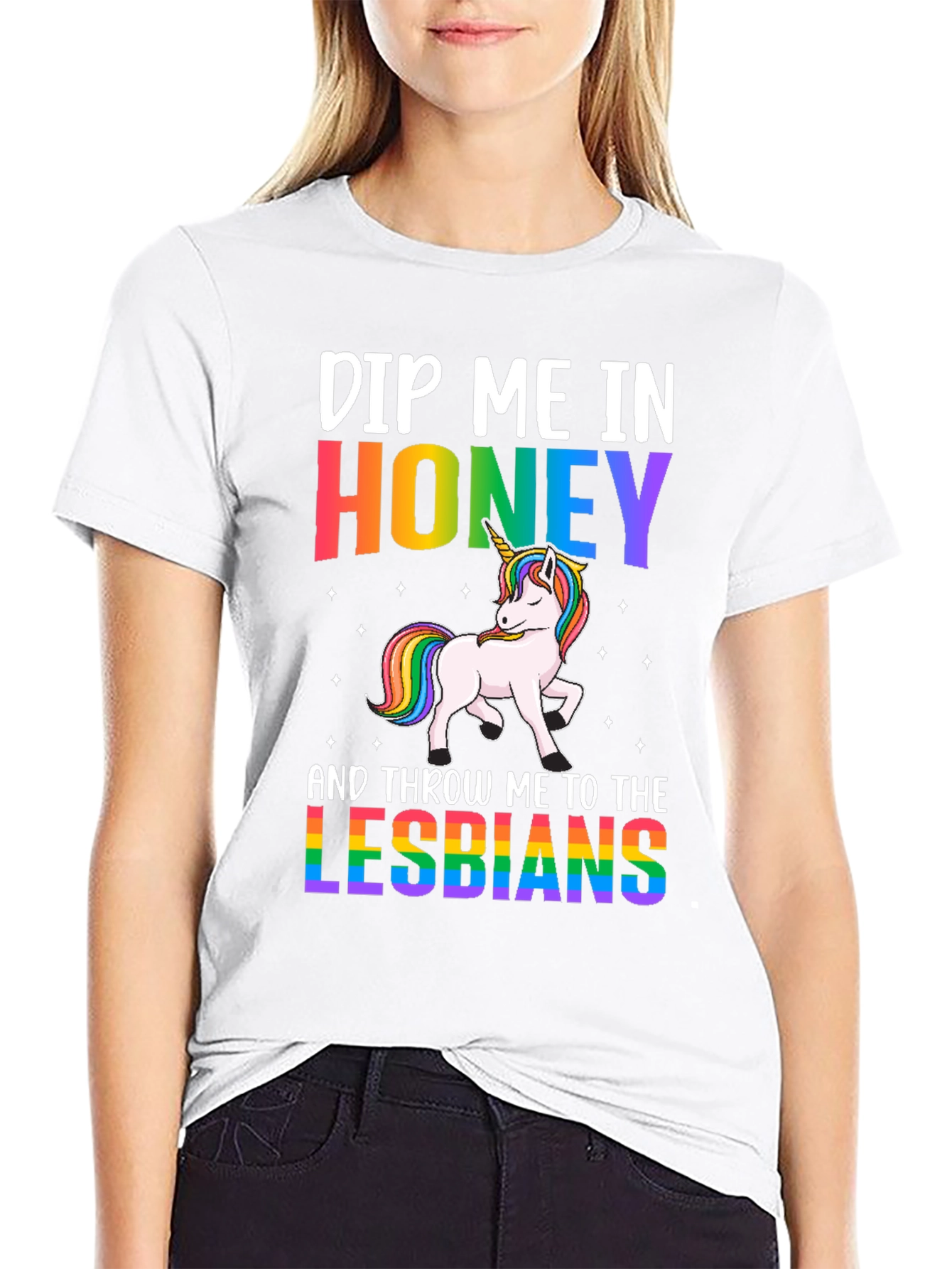 Black Dip Me In Honey Lesbians Graphic Tee view 9