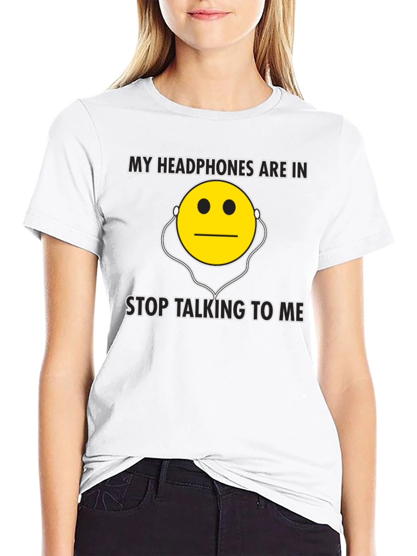 Black My Headphones Are In - Funny Graphic T-Shirt view 9