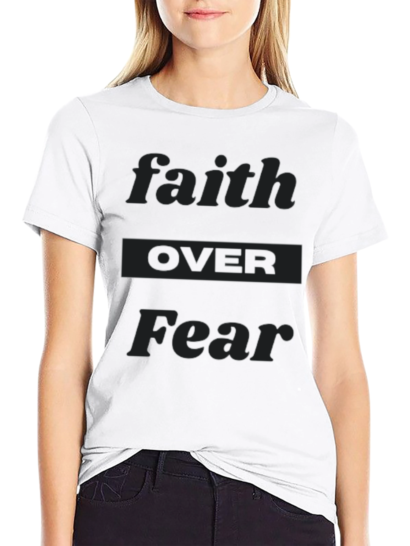 Black Faith Over Fear Black T-Shirt view 9
