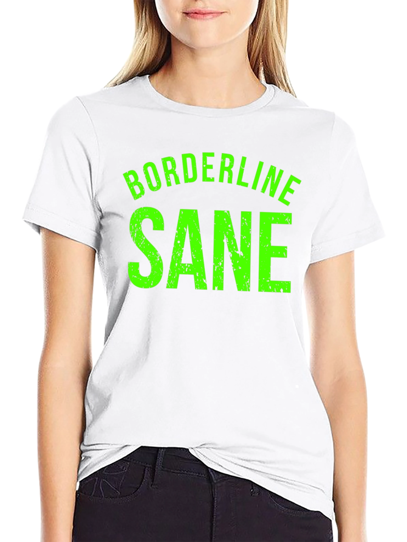 Black Borderline Sane Graphic Tee - Funny T-Shirt view 9