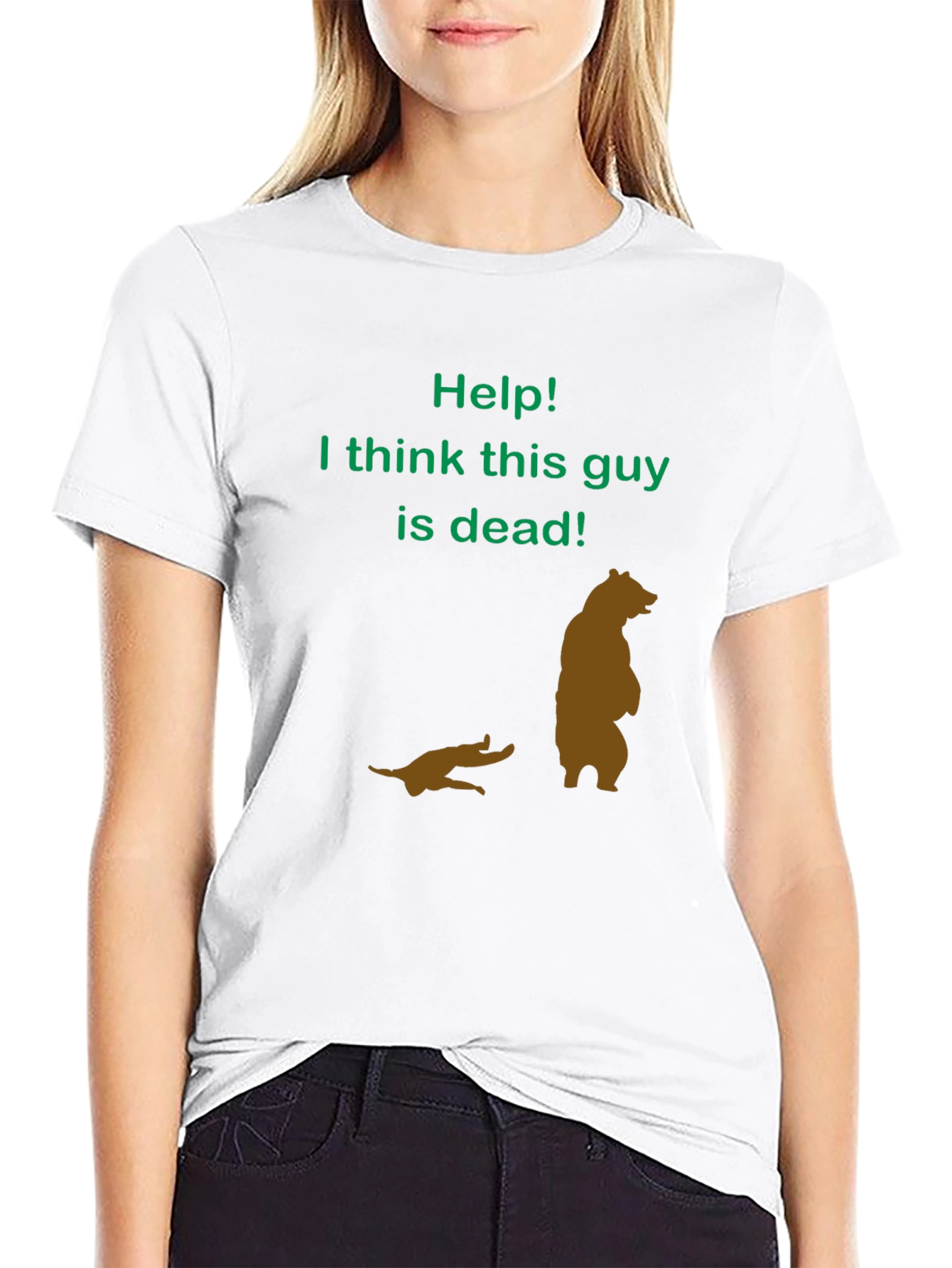 Black Help! Funny Bear T-Shirt view 9