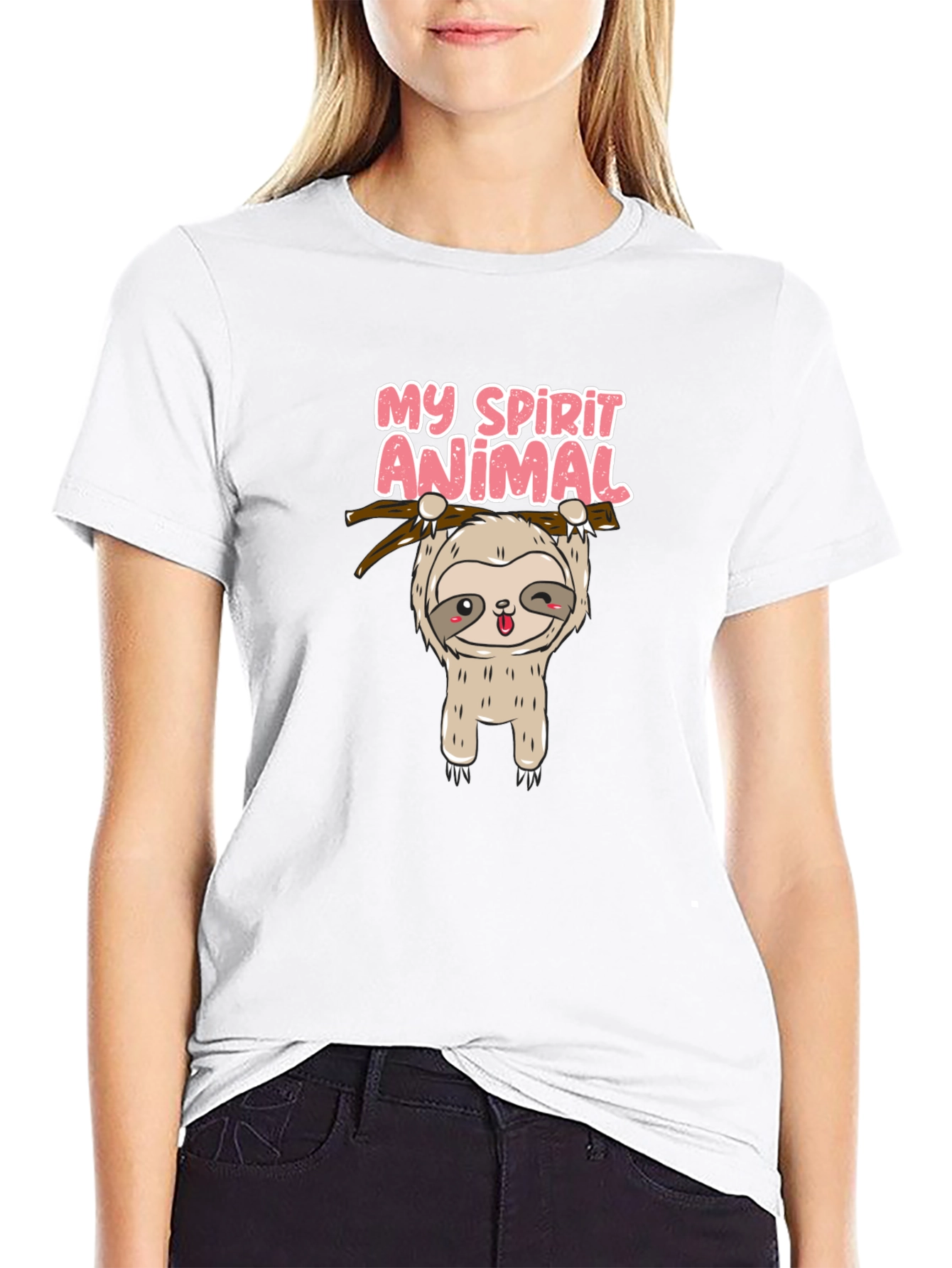 Black Cute Sloth My Spirit Animal Graphic T-Shirt view 9