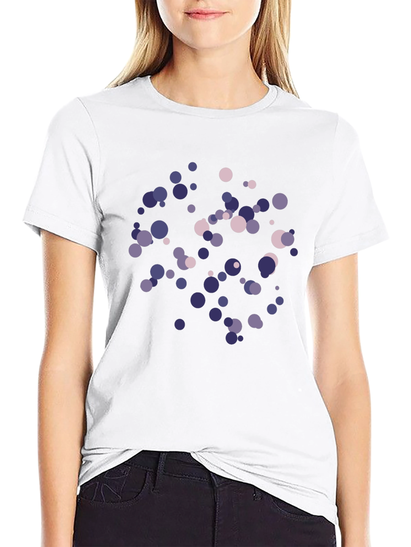 Black Abstract Polka Dot Print Black T-Shirt view 9