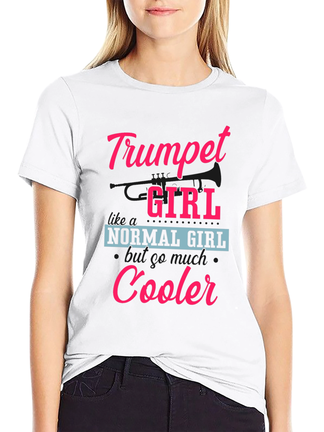 Black Trumpet Girl T-Shirt - Cooler Than Normal! view 9
