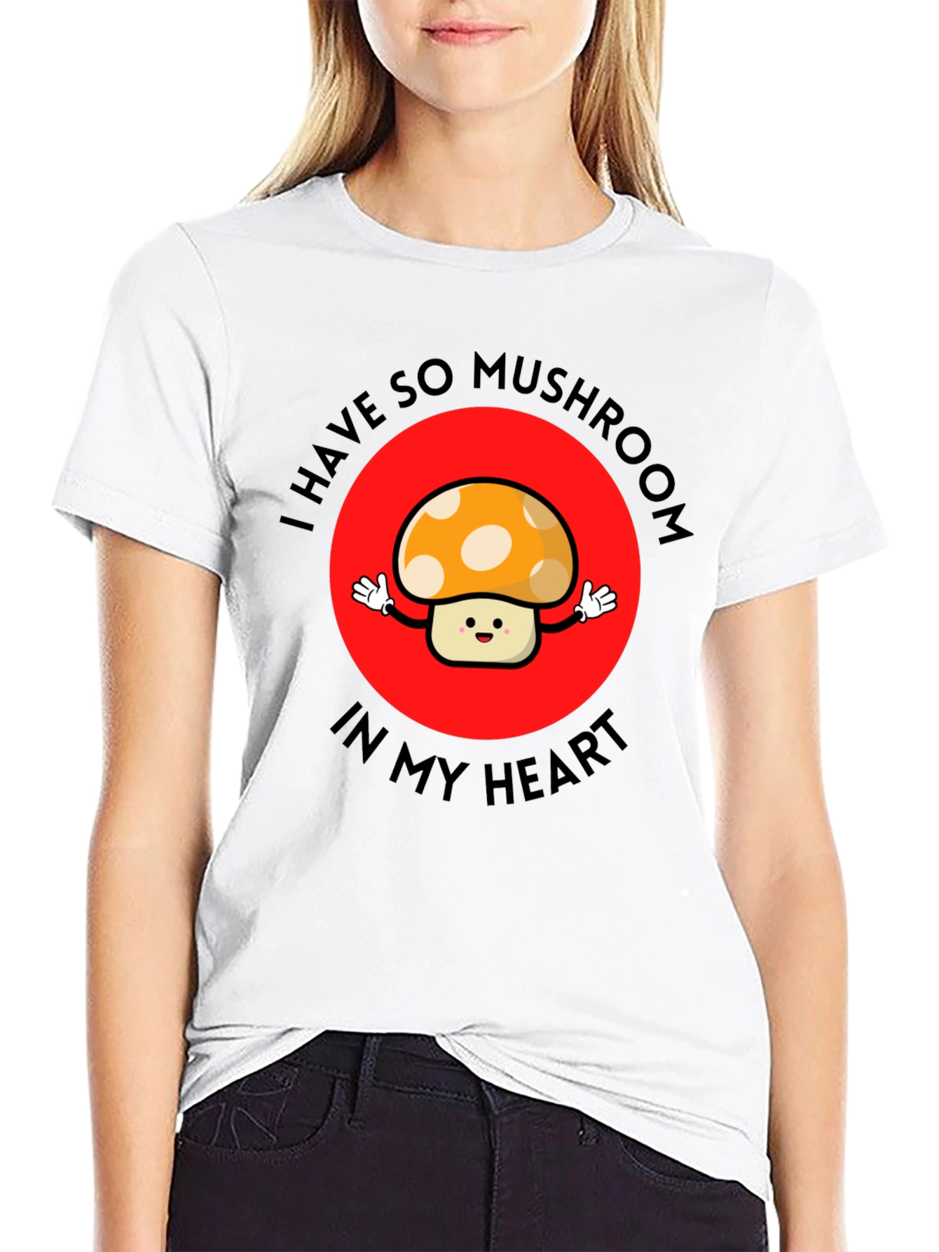 Black Mushroom Heart Graphic Tee - Cute & Playful T-Shirt view 9