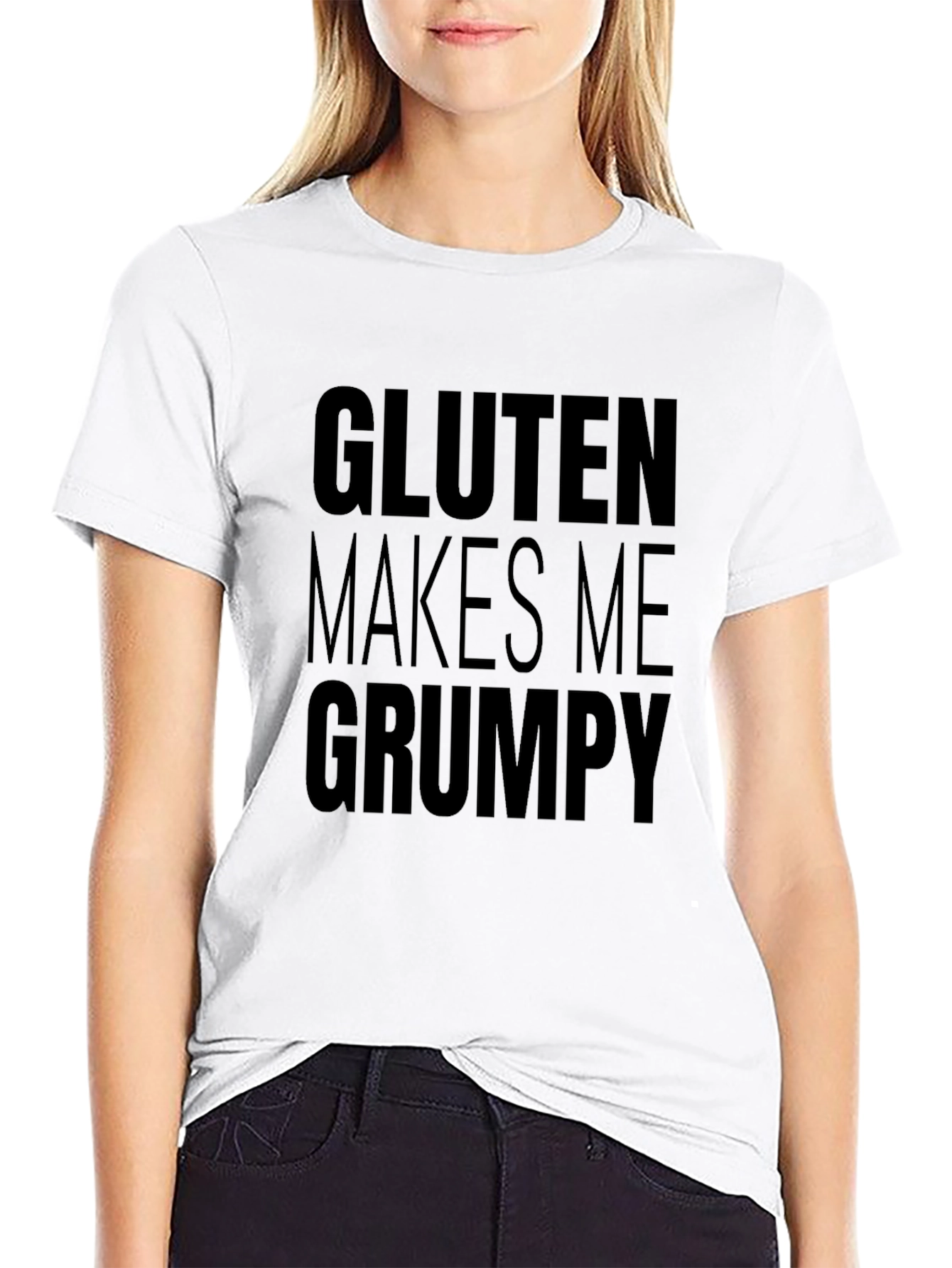 Black Gluten Makes Me Grumpy Tee - Black Shirt view 9