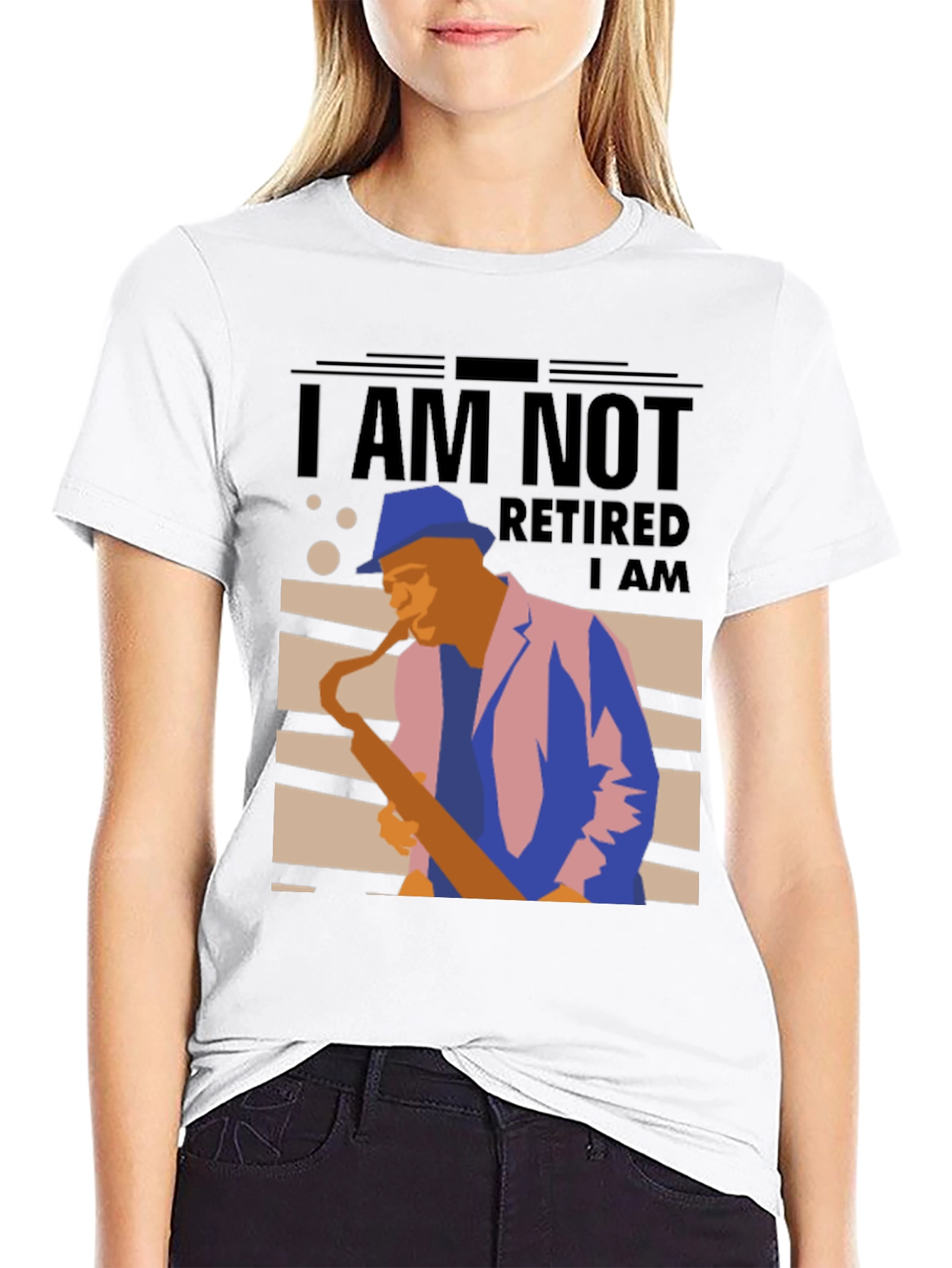 Black I Am Not Retired T-Shirt - Musician Sax Player Graphic Tee view 9