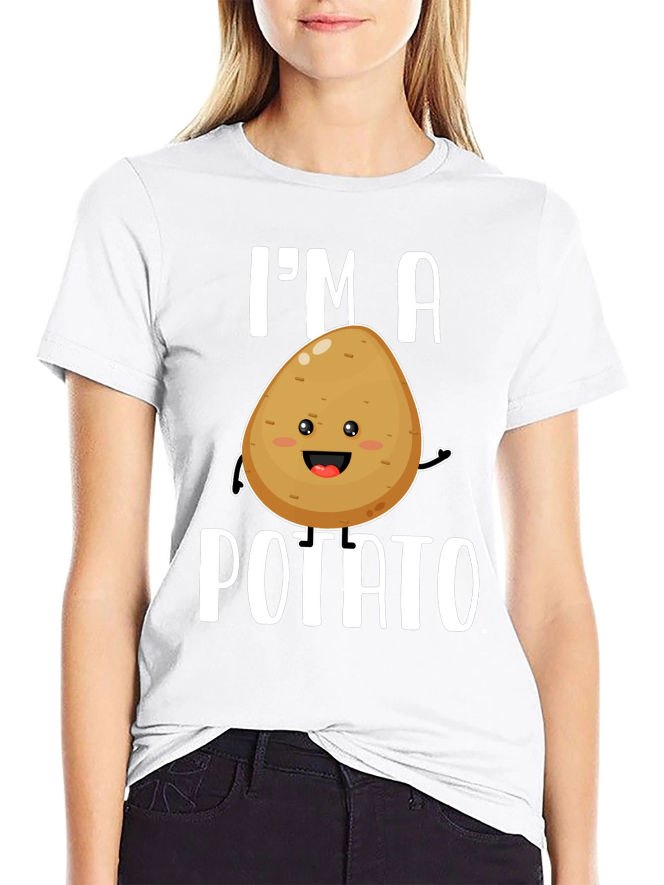 Black I'm a Potato Funny Graphic Tee Shirt view 9