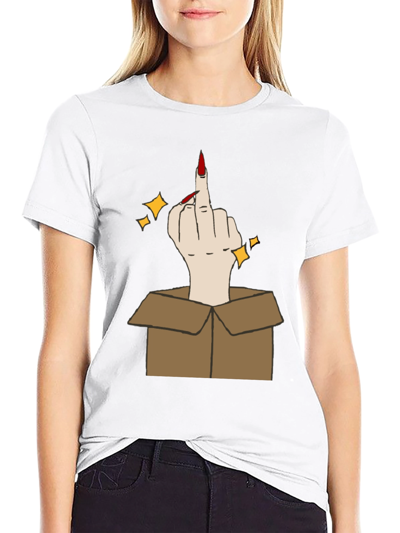 Black Middle Finger in a Box Graphic Tee view 9