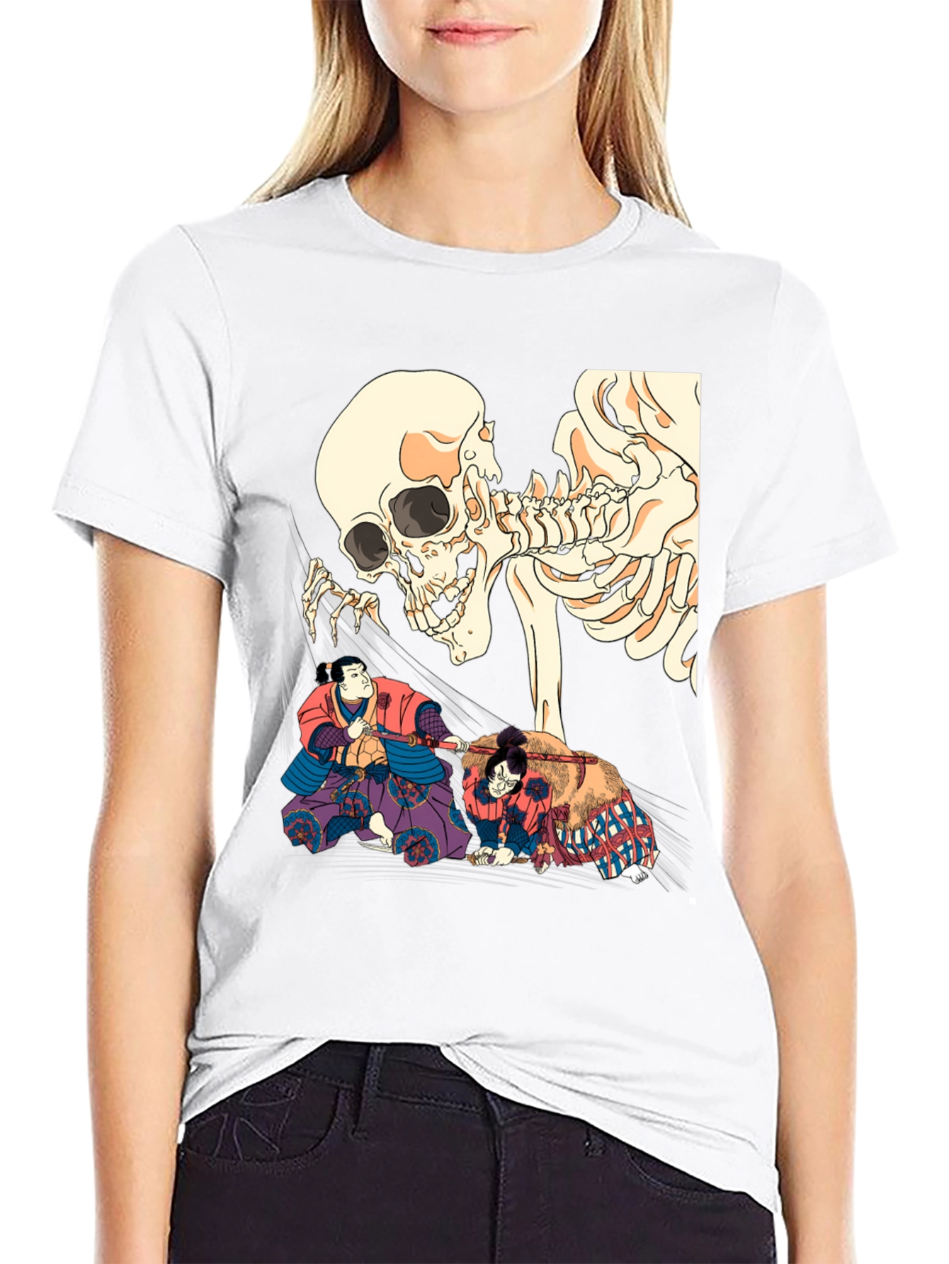 Black Skull & Sumo Wrestler Graphic T-Shirt view 9