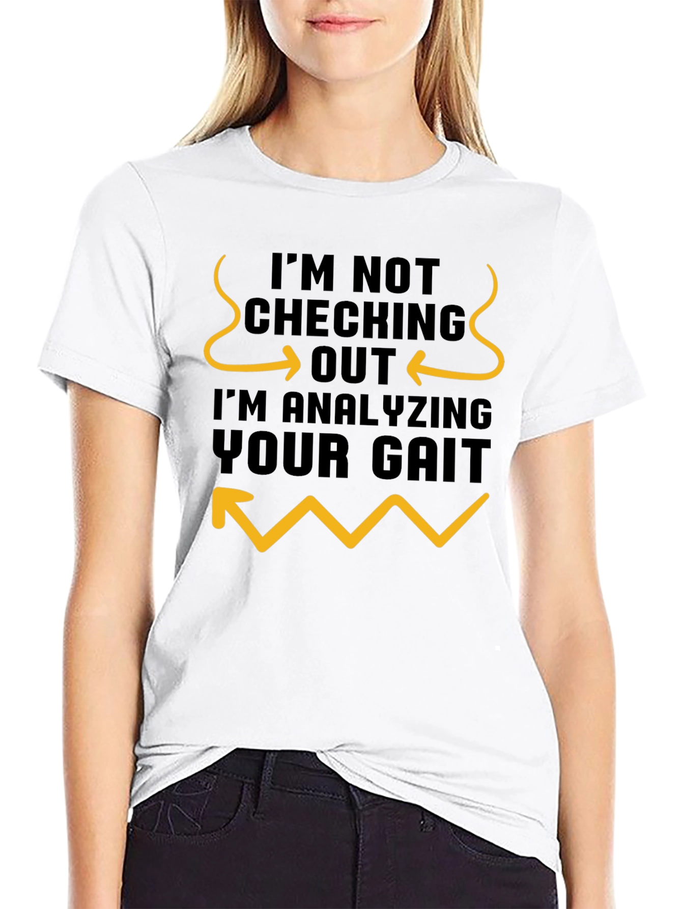 Black Funny Gait Analysis T-Shirt - I'm Not Checking You Out view 9