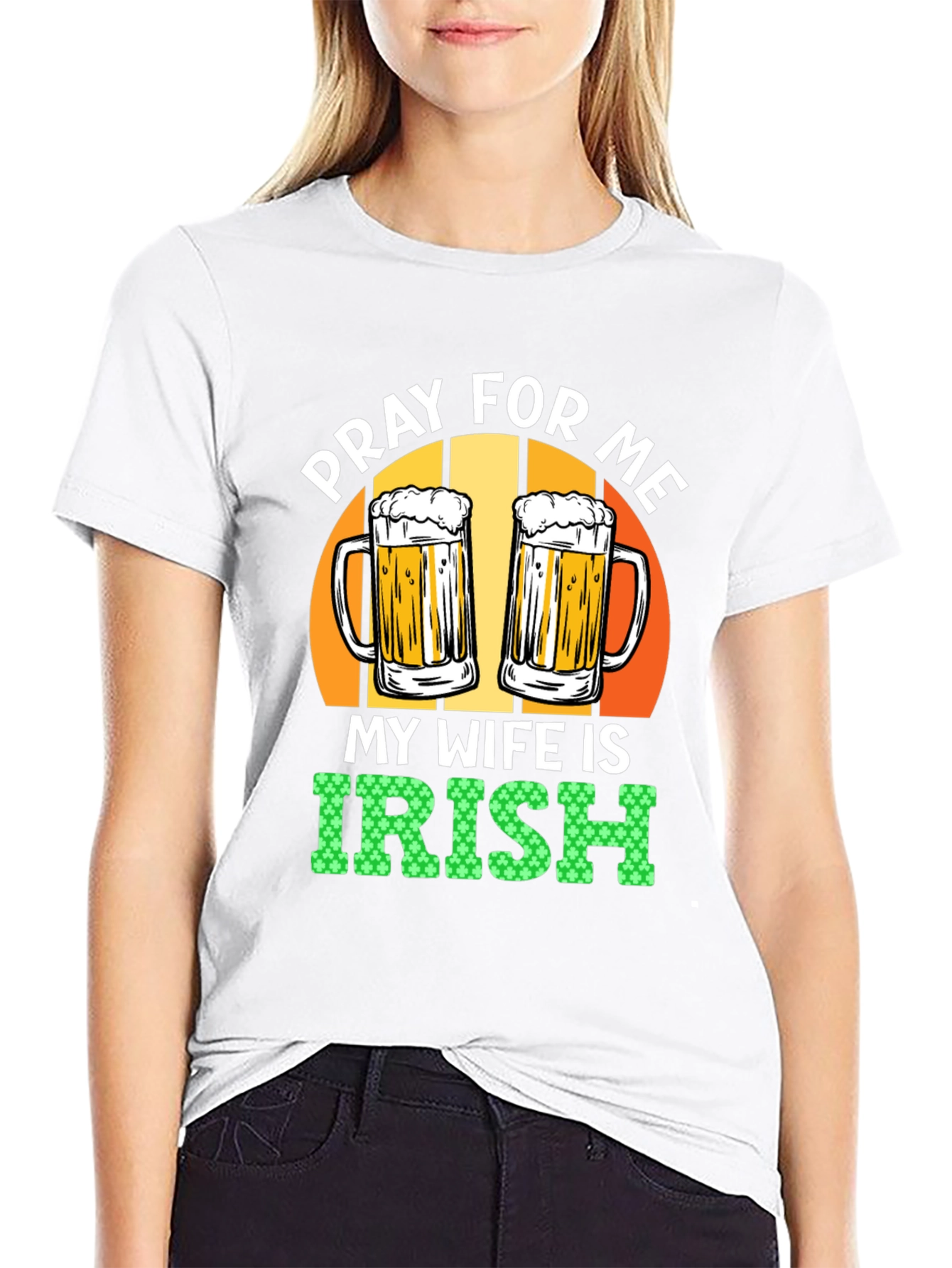 Black Pray For Me My Wife is Irish Graphic Tee view 9