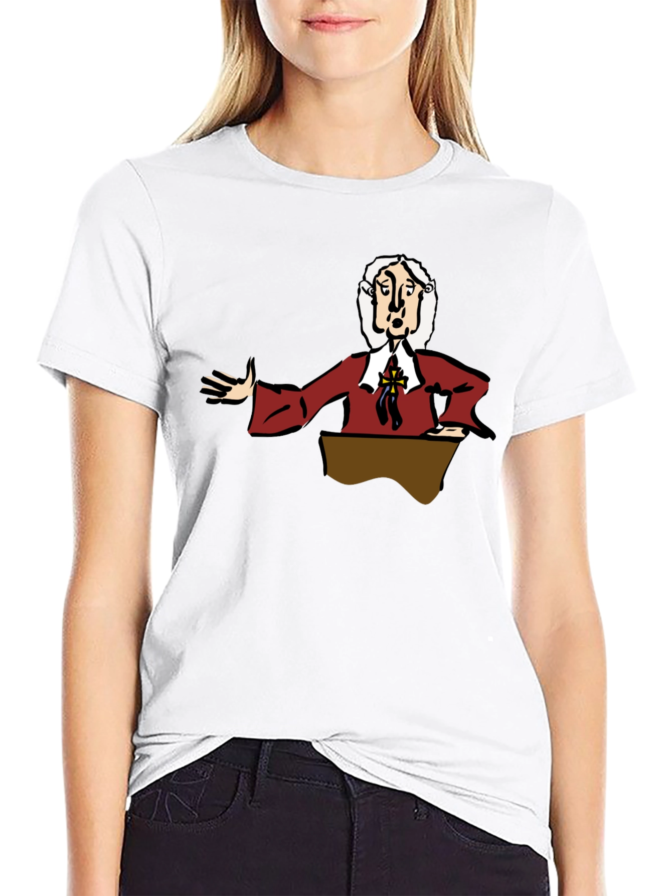 Black Cartoon Preacher Black T-Shirt view 9