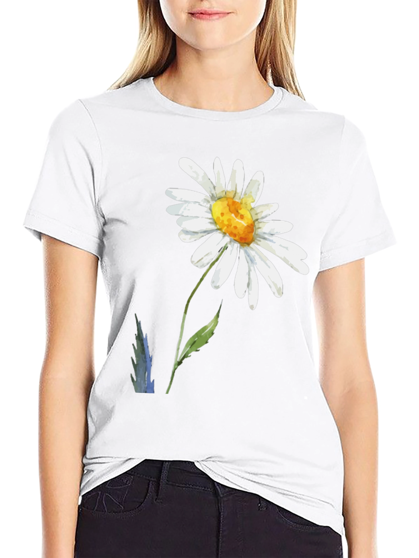 Black Daisy Flower Black T-Shirt view 9