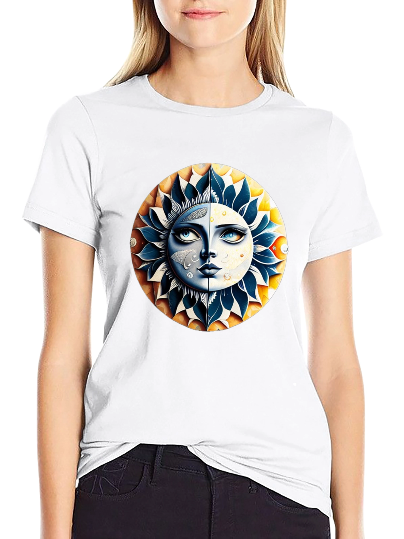 Black Celestial Sun & Moon Graphic Tee view 9