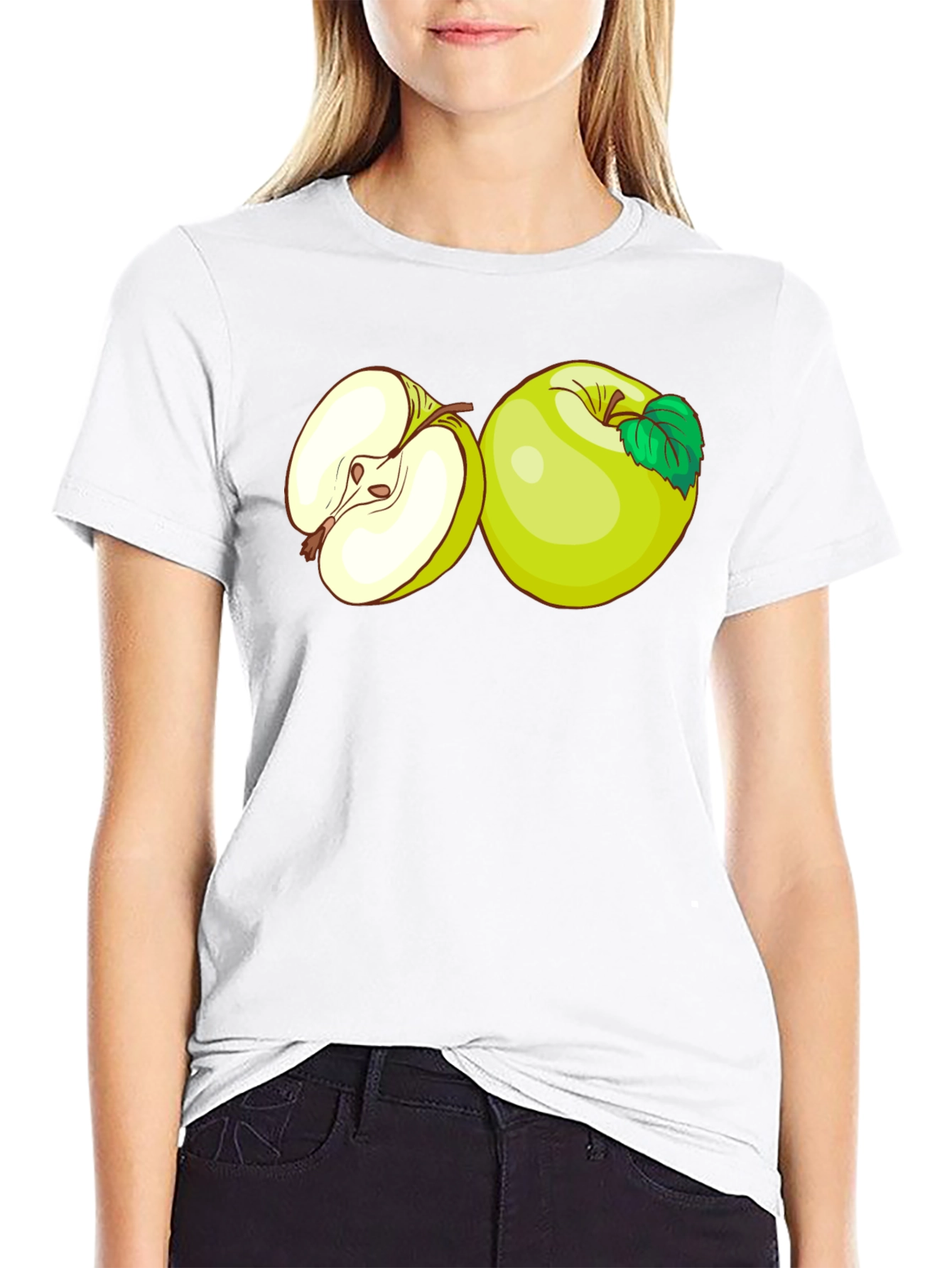 Black Apple Graphic Black T-Shirt view 9
