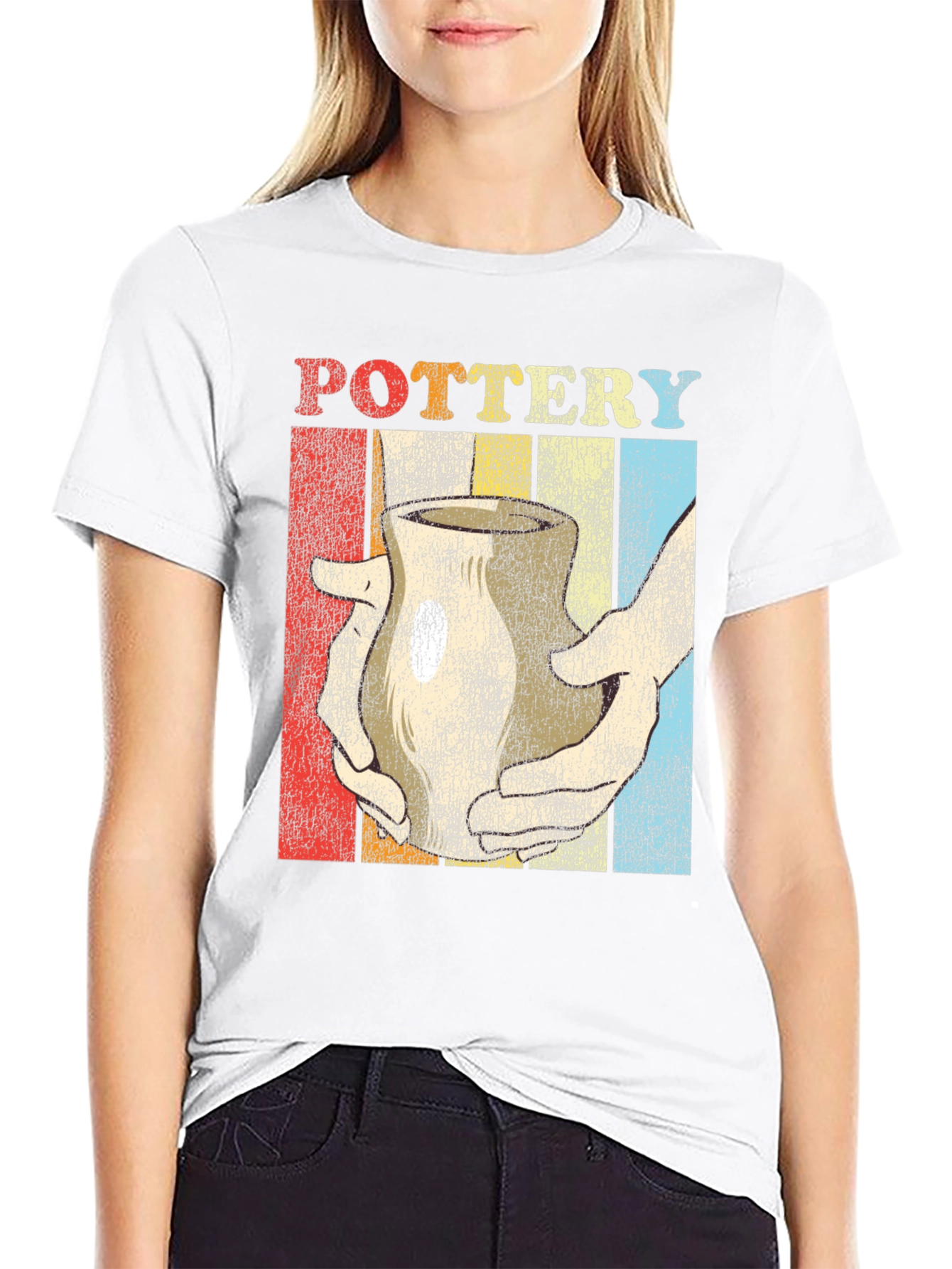 Black Retro Pottery T-Shirt - Vintage Style Ceramic Art Tee view 9