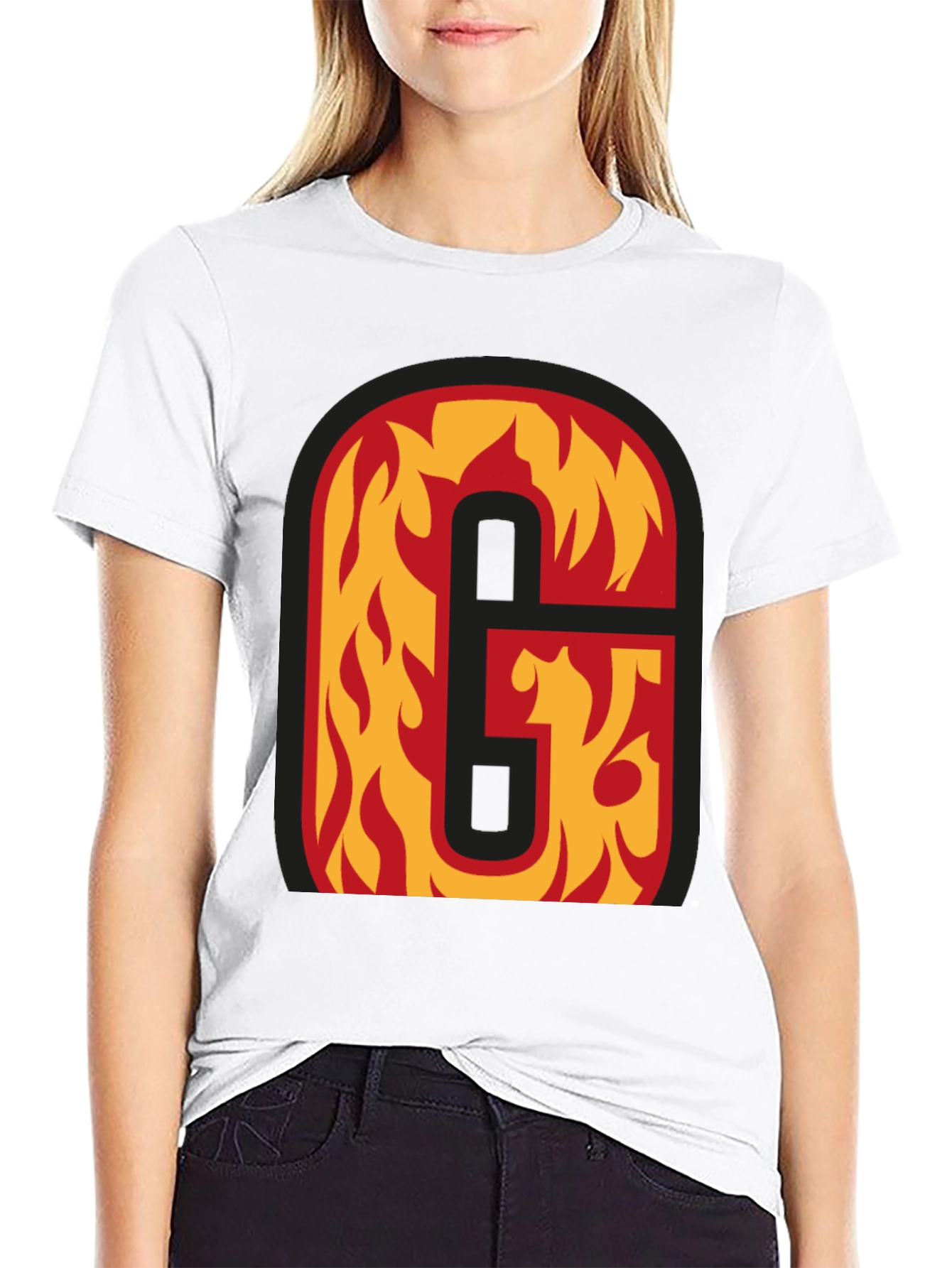 Black Fiery Letter 'G' Black T-Shirt view 9