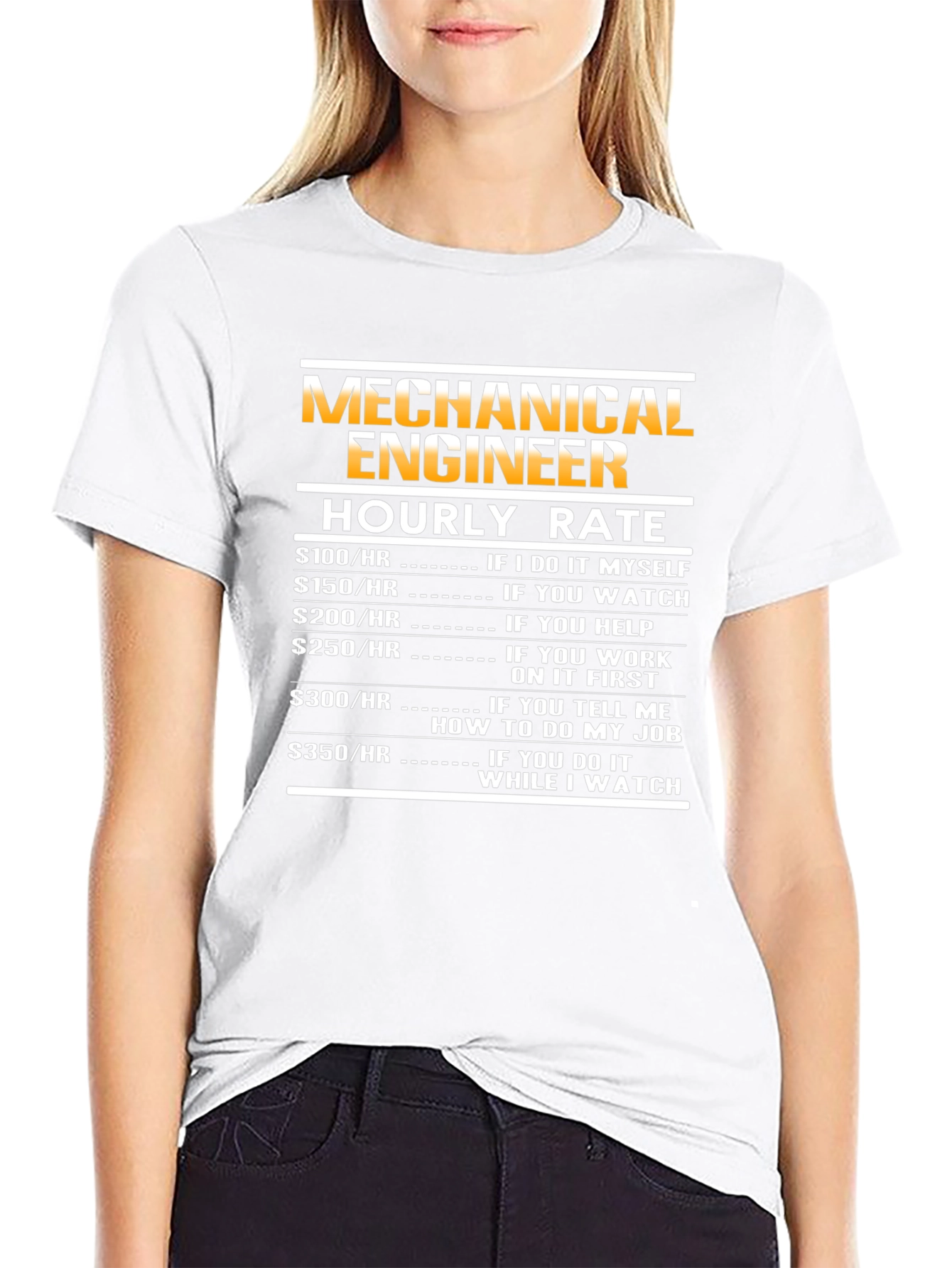 Black Mechanical Engineer Hourly Rate T-Shirt view 9