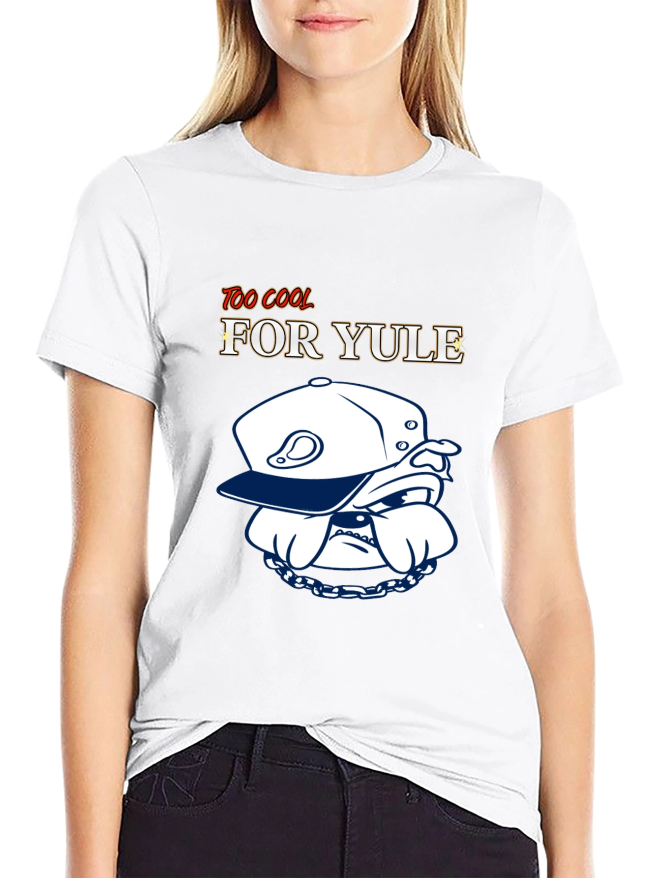 Black Too Cool For Yule T-Shirt: Bulldog Style view 9
