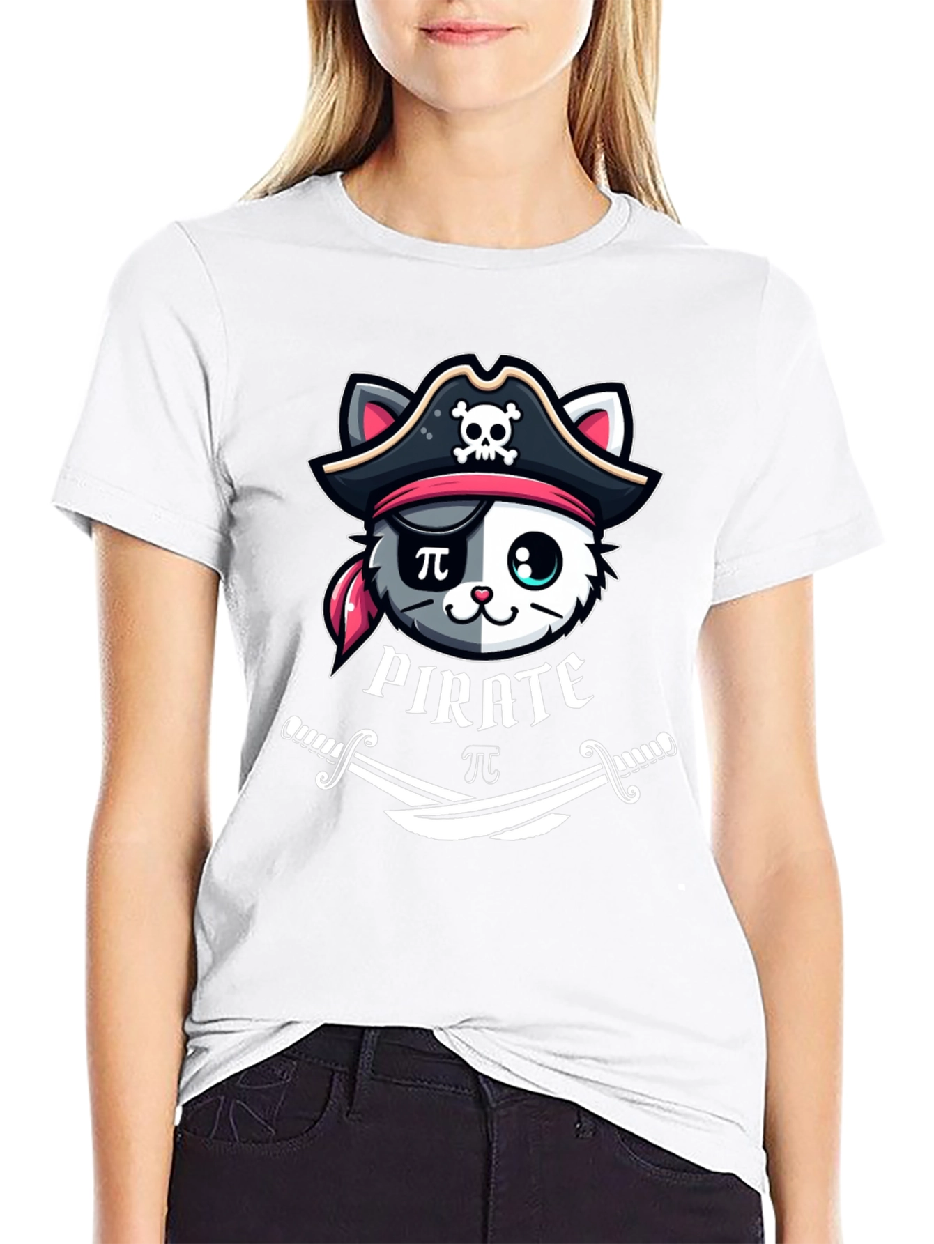 Black Pirate Cat T-Shirt - Funny Cartoon Tee view 9