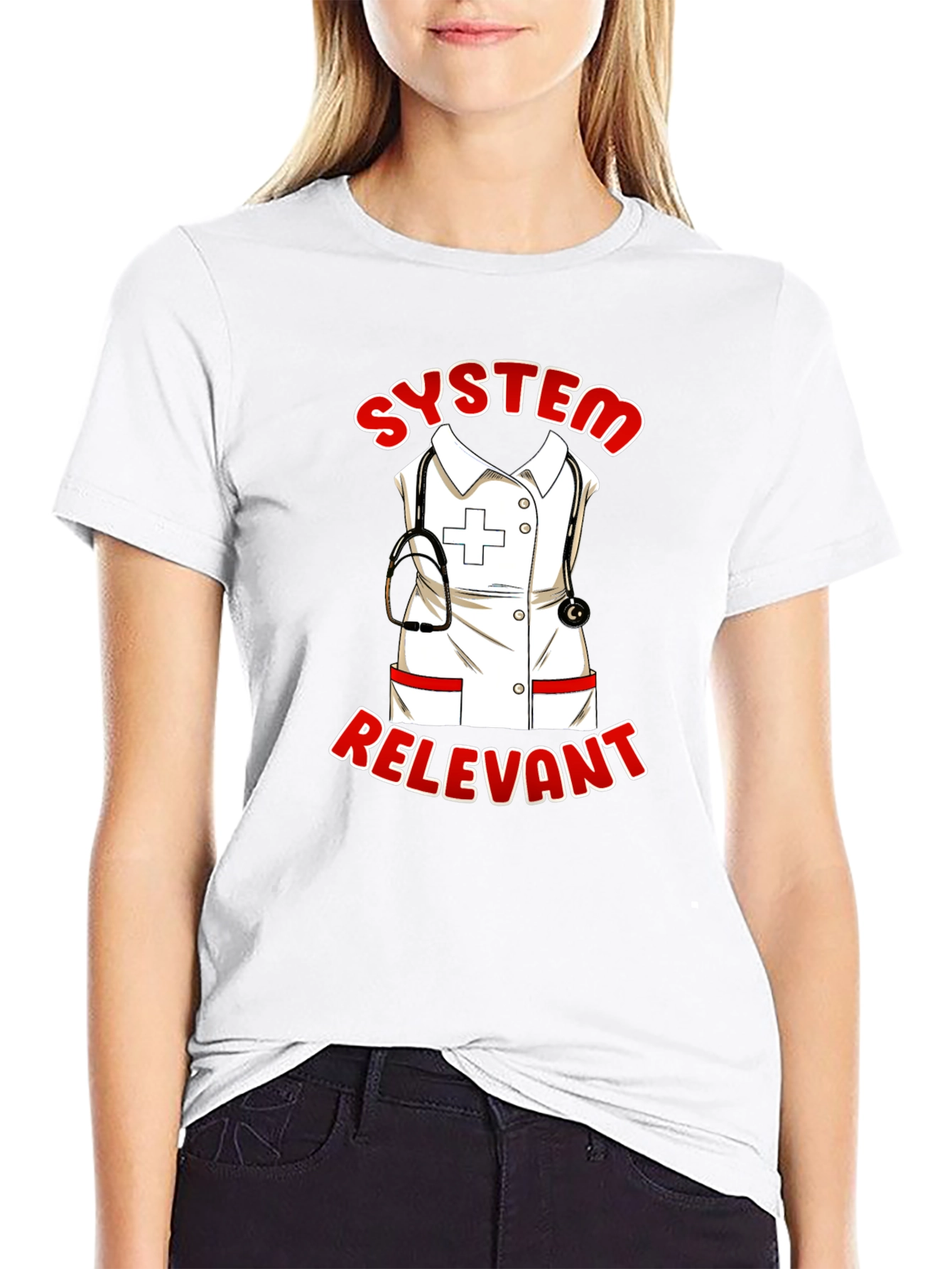 Black System Relevant Nurse T-Shirt - Black view 9