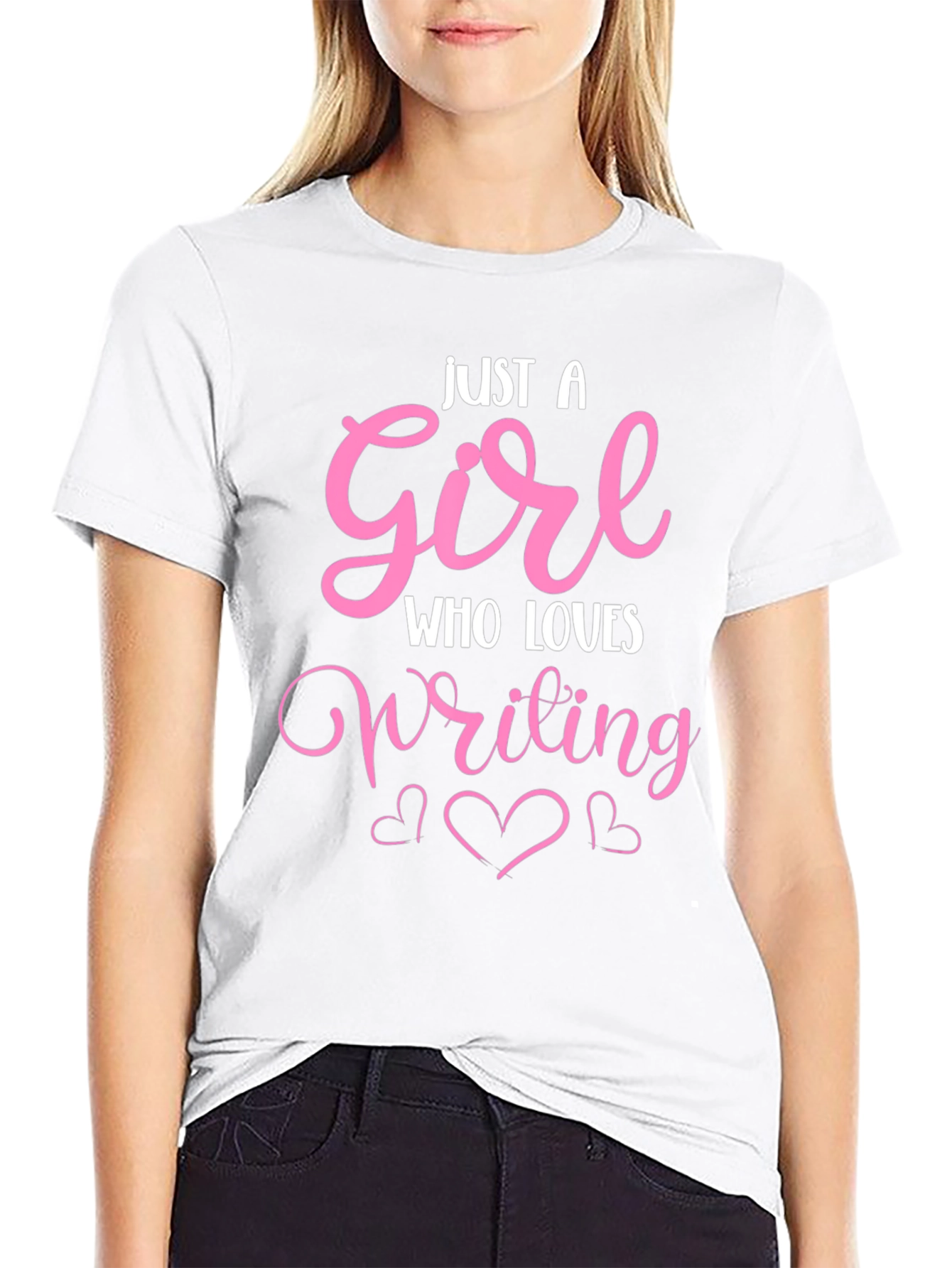 Black Just a Girl Who Loves Writing T-Shirt view 9