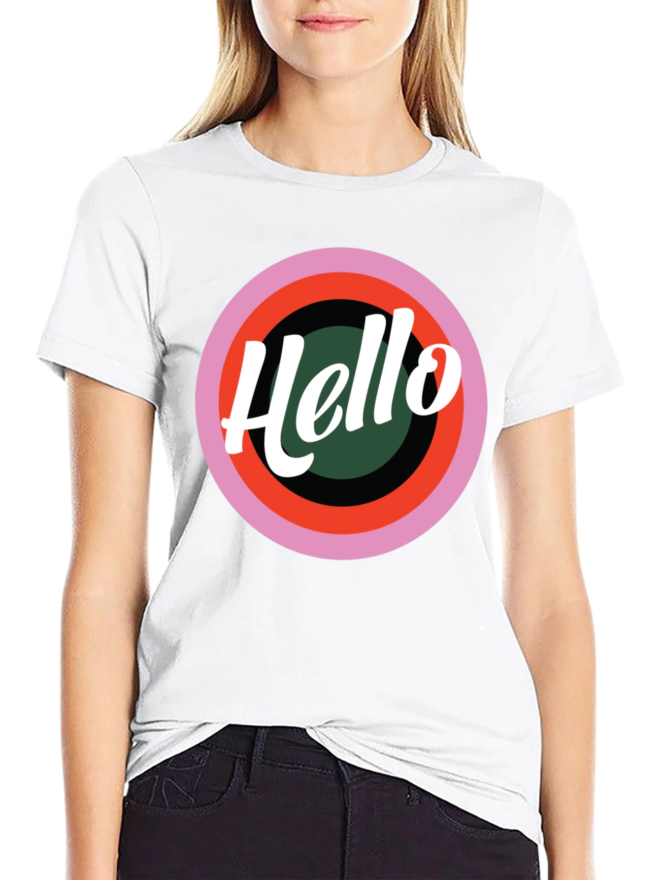 Black Hello Retro Graphic Tee - Stylish Casual T-Shirt view 9