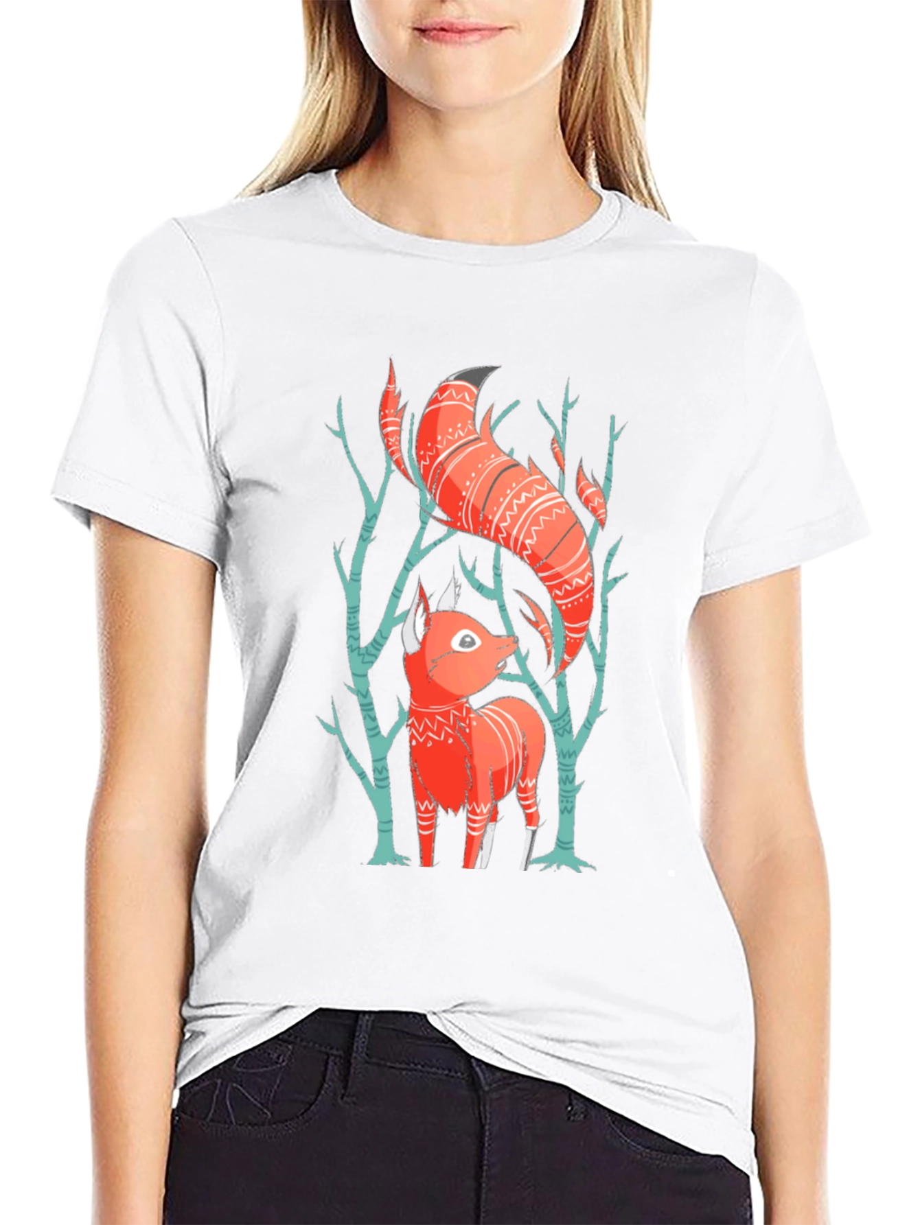 Black Fox Graphic Tee - Forest Animal Shirt view 9