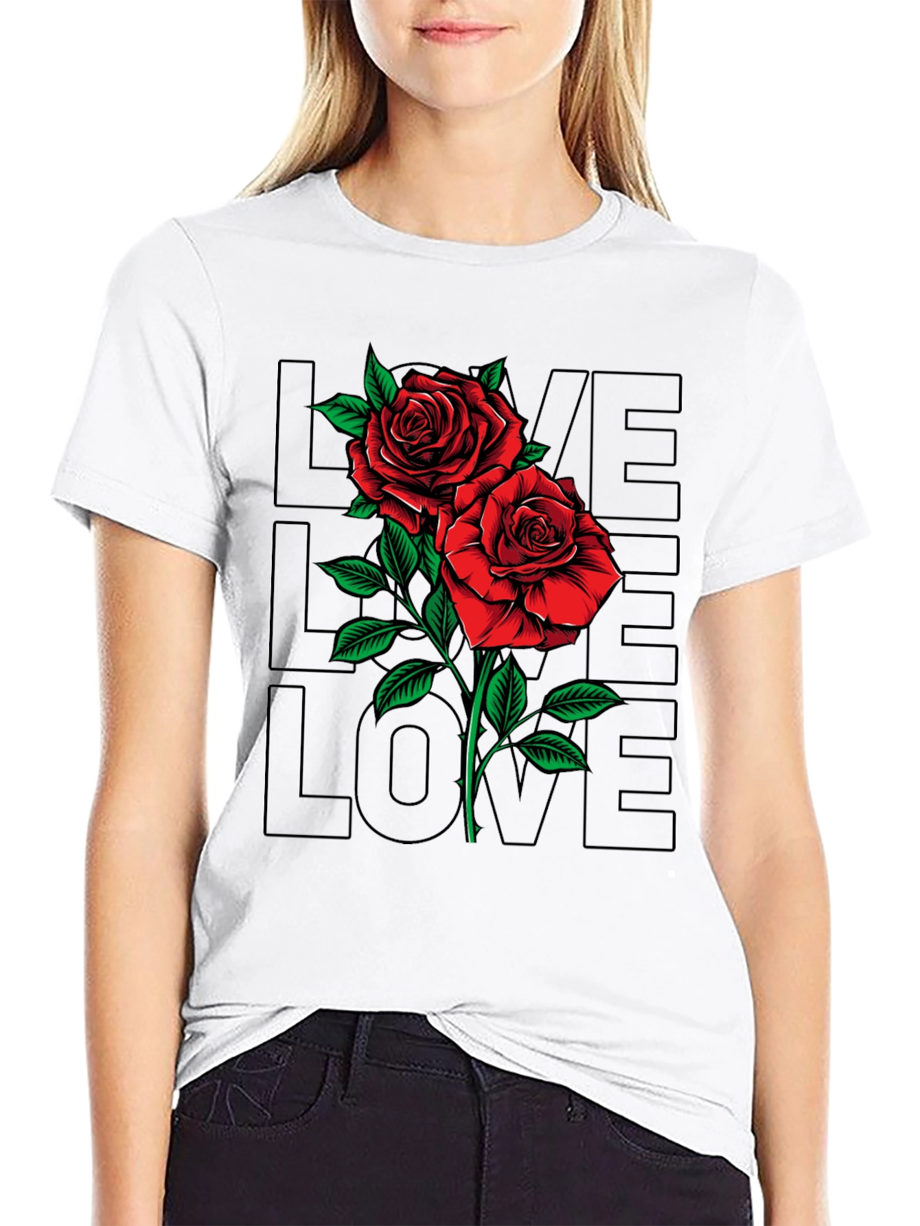 Black Rose Love Graphic T-Shirt - Men's Black Tee view 9