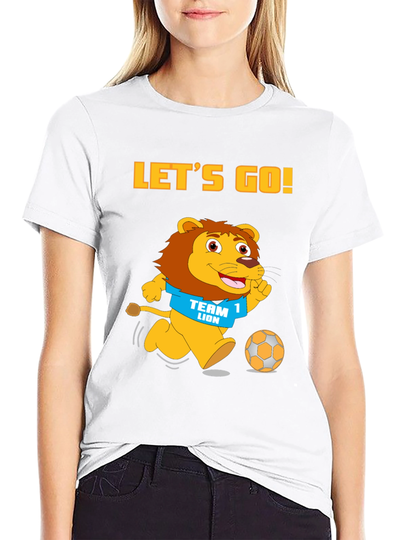 Black Let's Go Team Lion T-Shirt - Black Cotton Graphic Tee view 9