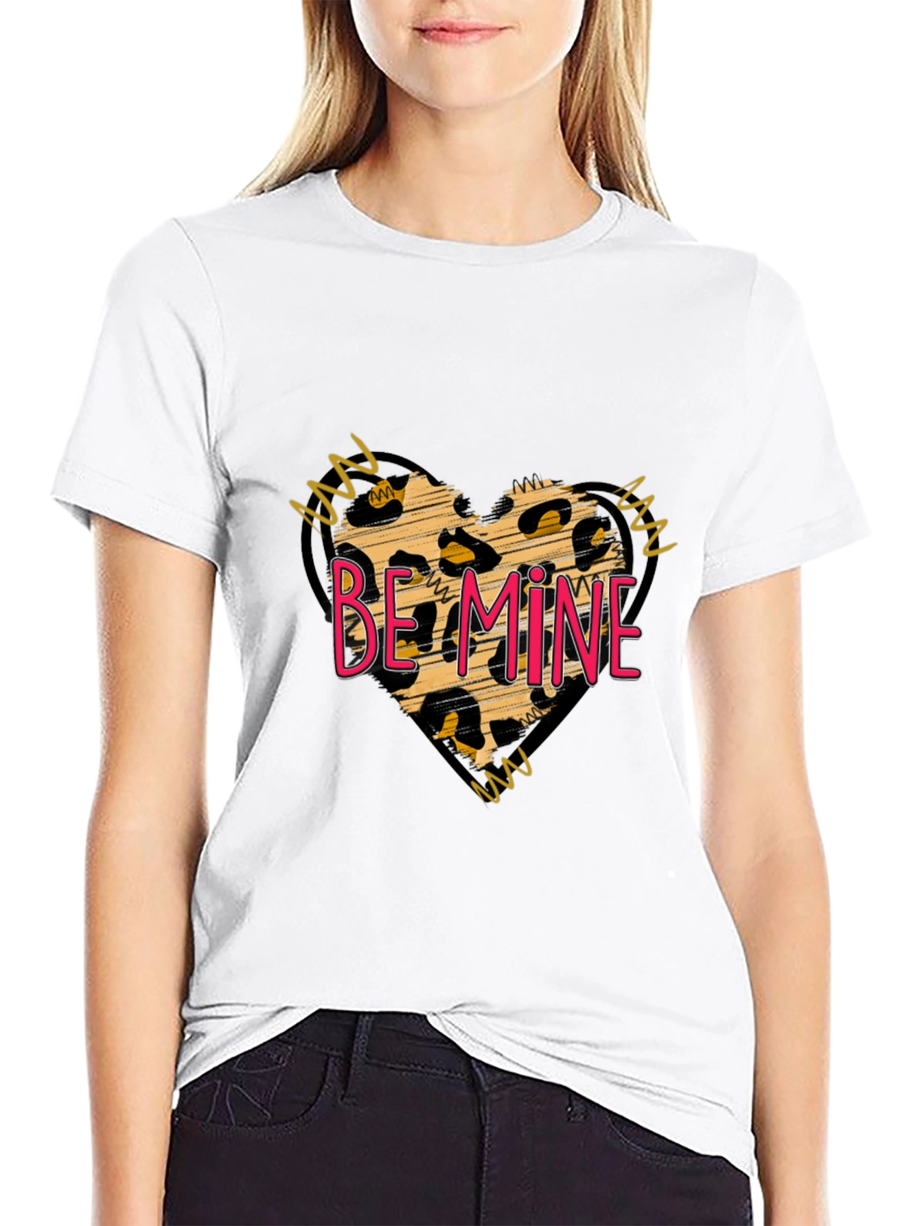 Black Leopard Heart Be Mine Valentine's T-Shirt view 9