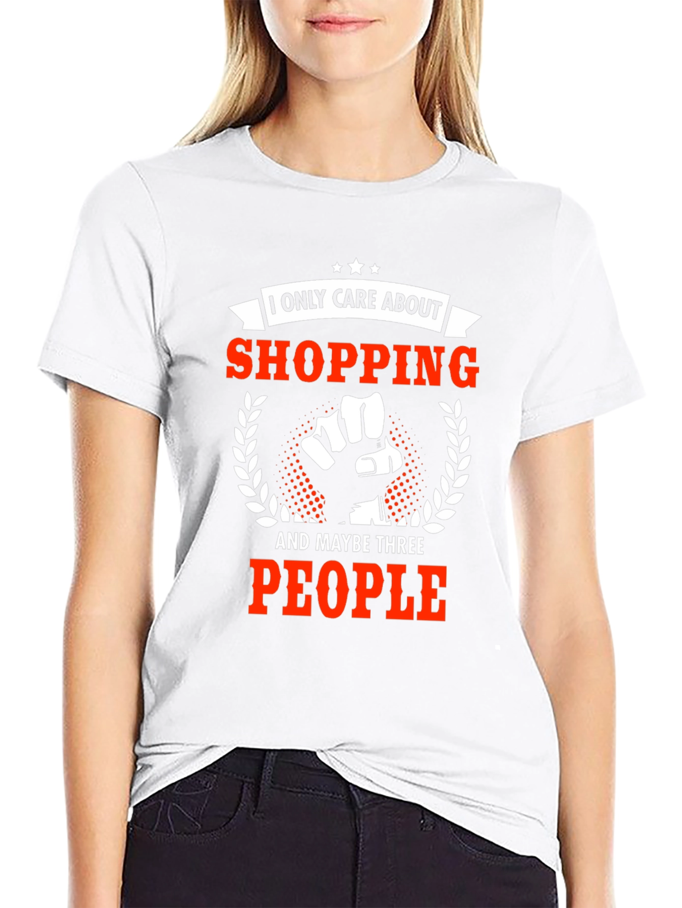 Black Funny Shopping T-Shirt - I Only Care About Shopping view 9